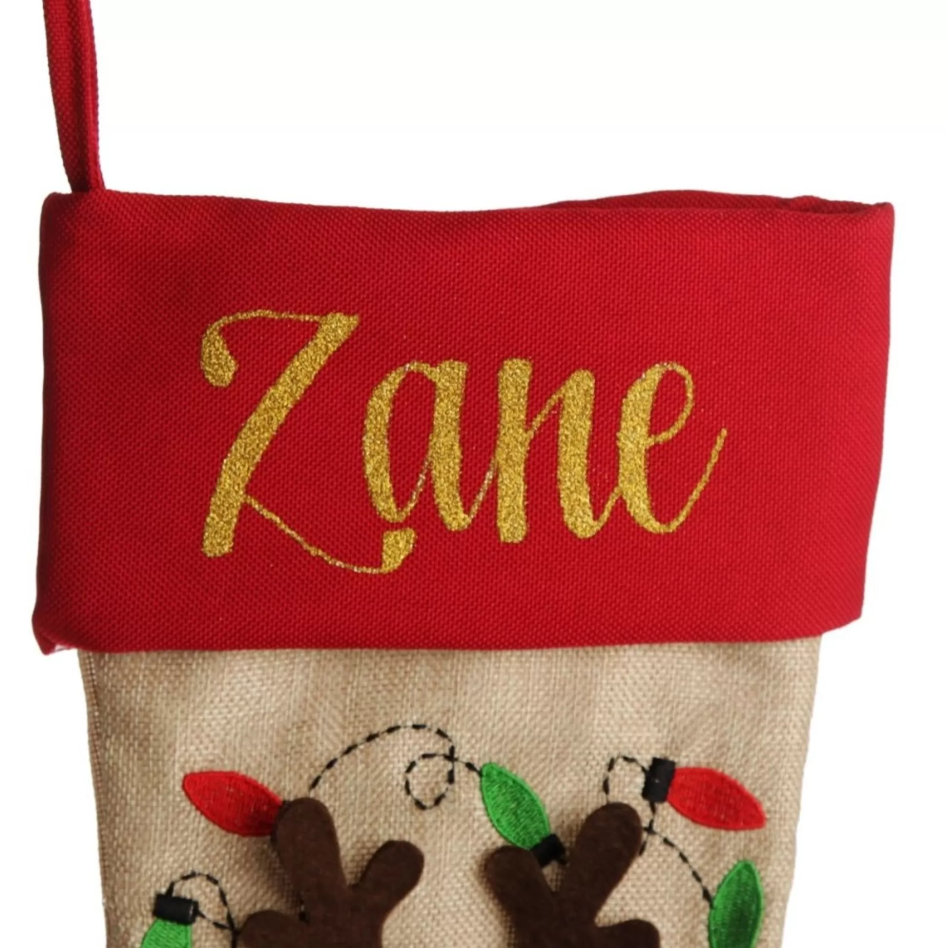Personalised Reindeer Christmas Stocking with Dangly Legs Personalised Stockings |