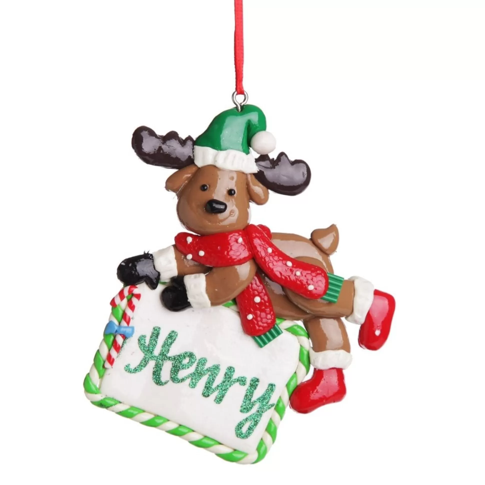 Personalised Reindeer with Plaque Decoration Personalised Decorations |