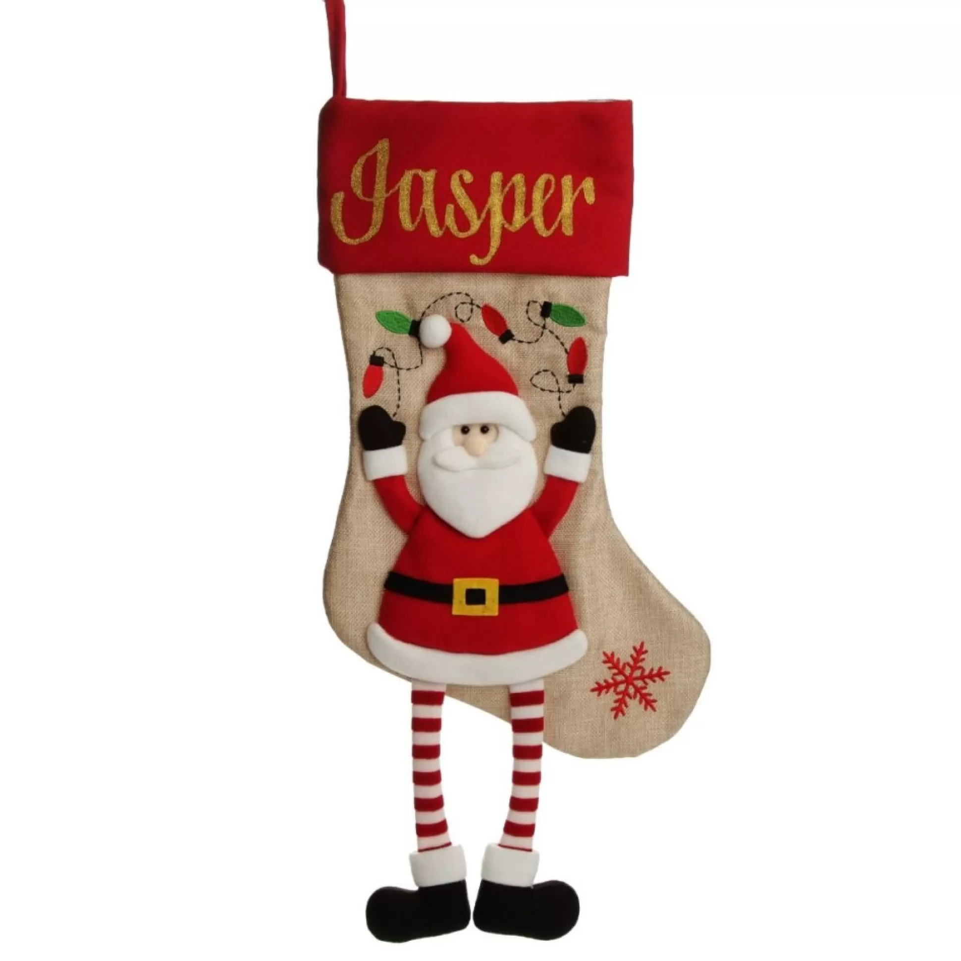 Personalised Santa Christmas Stocking with Dangly Legs Personalised Stockings |