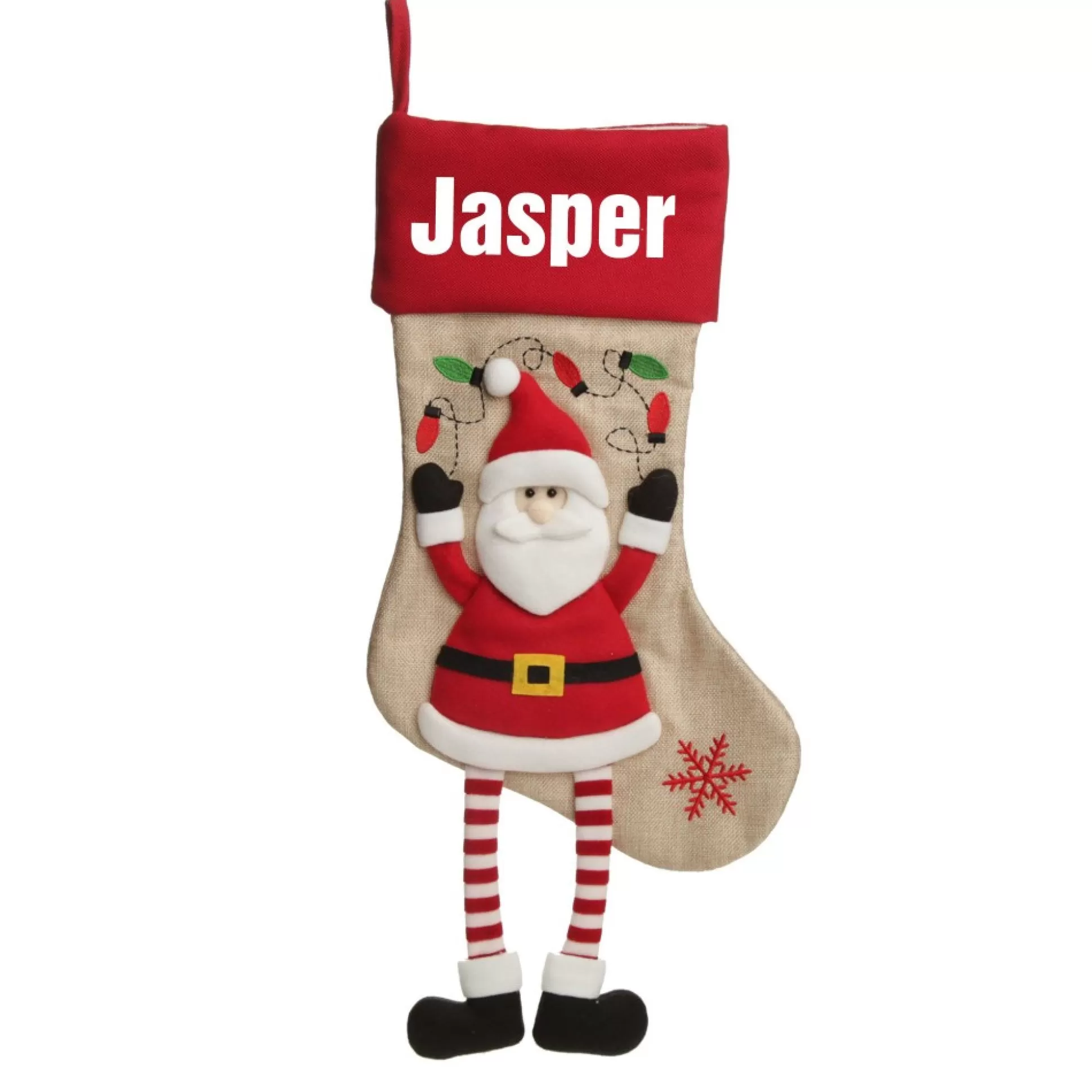 Personalised Santa Christmas Stocking with Dangly Legs Personalised Stockings |