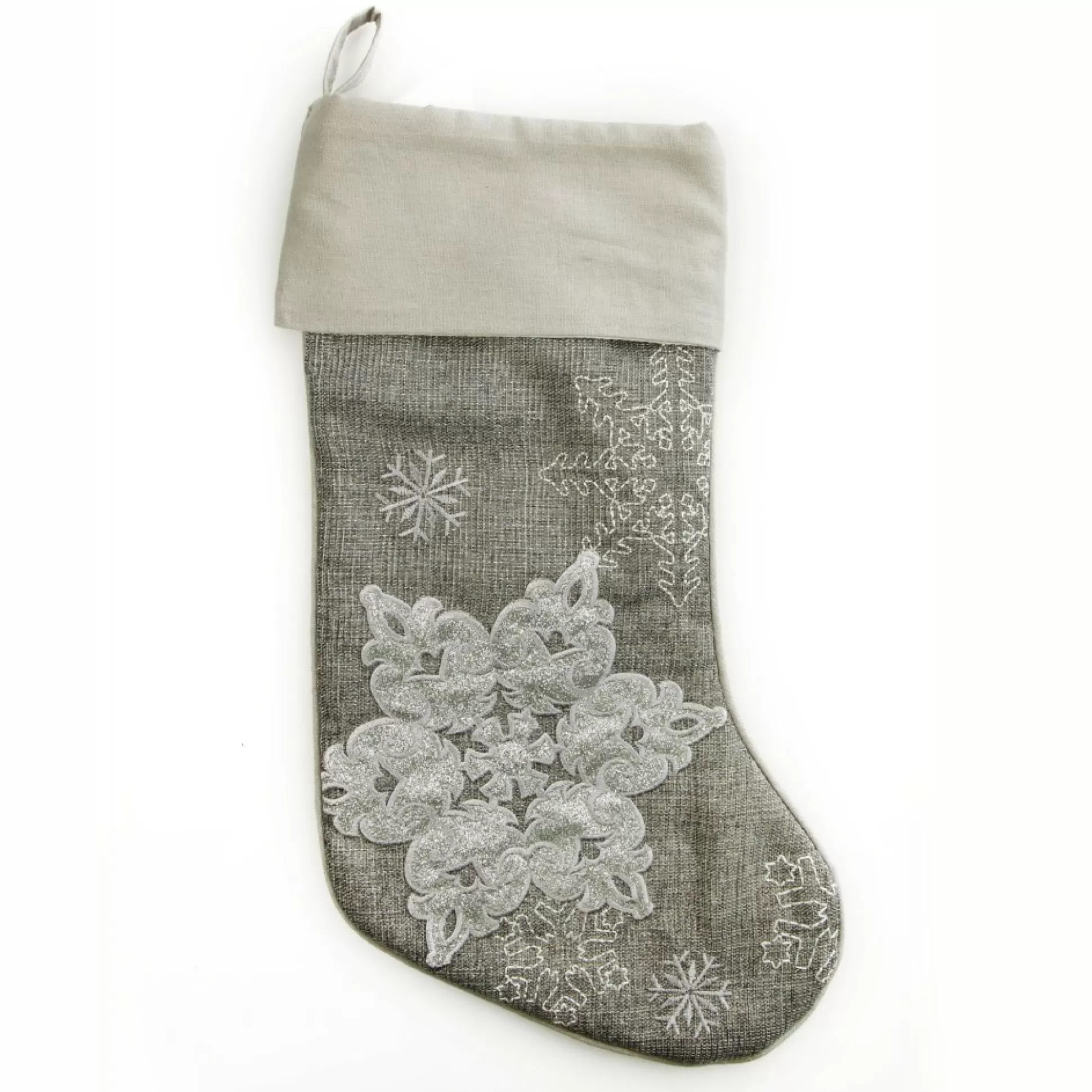 Personalised Silver Snowflake Christmas Stocking Personalised Stockings |