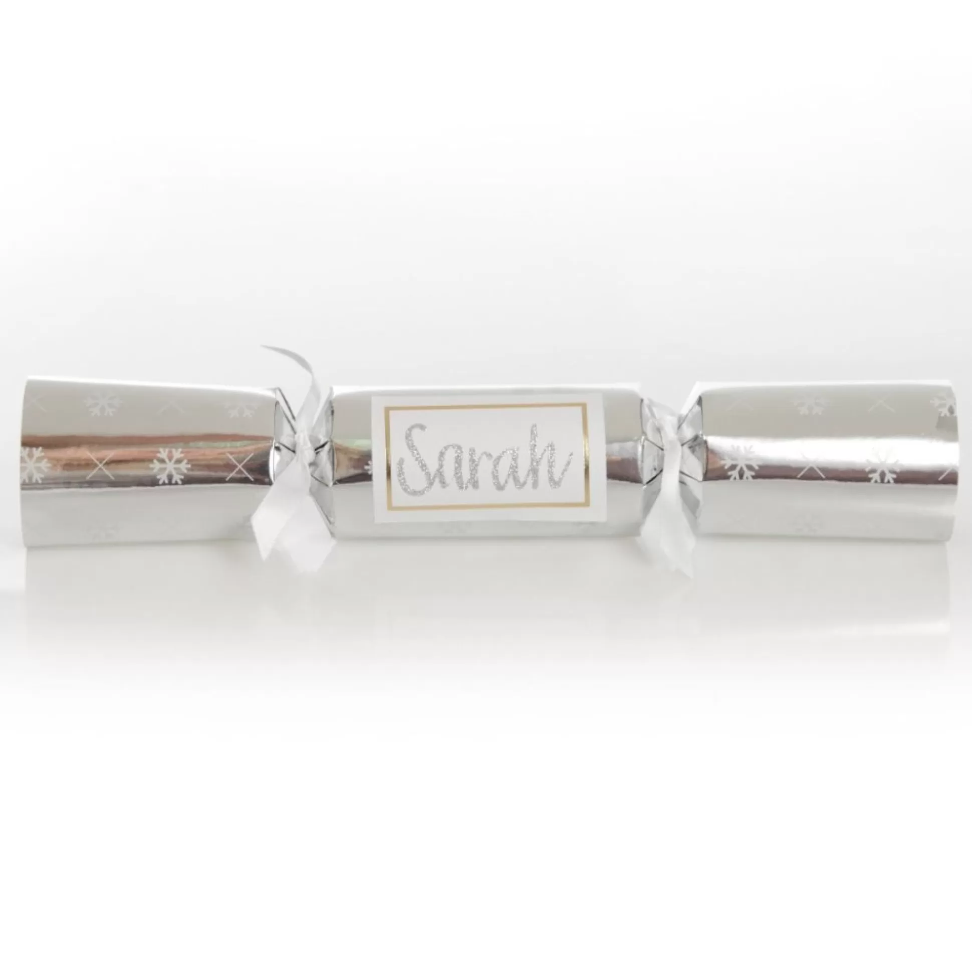 Personalised Silver with White Snowflake Bon Bon - Single Christmas Bon Bons |