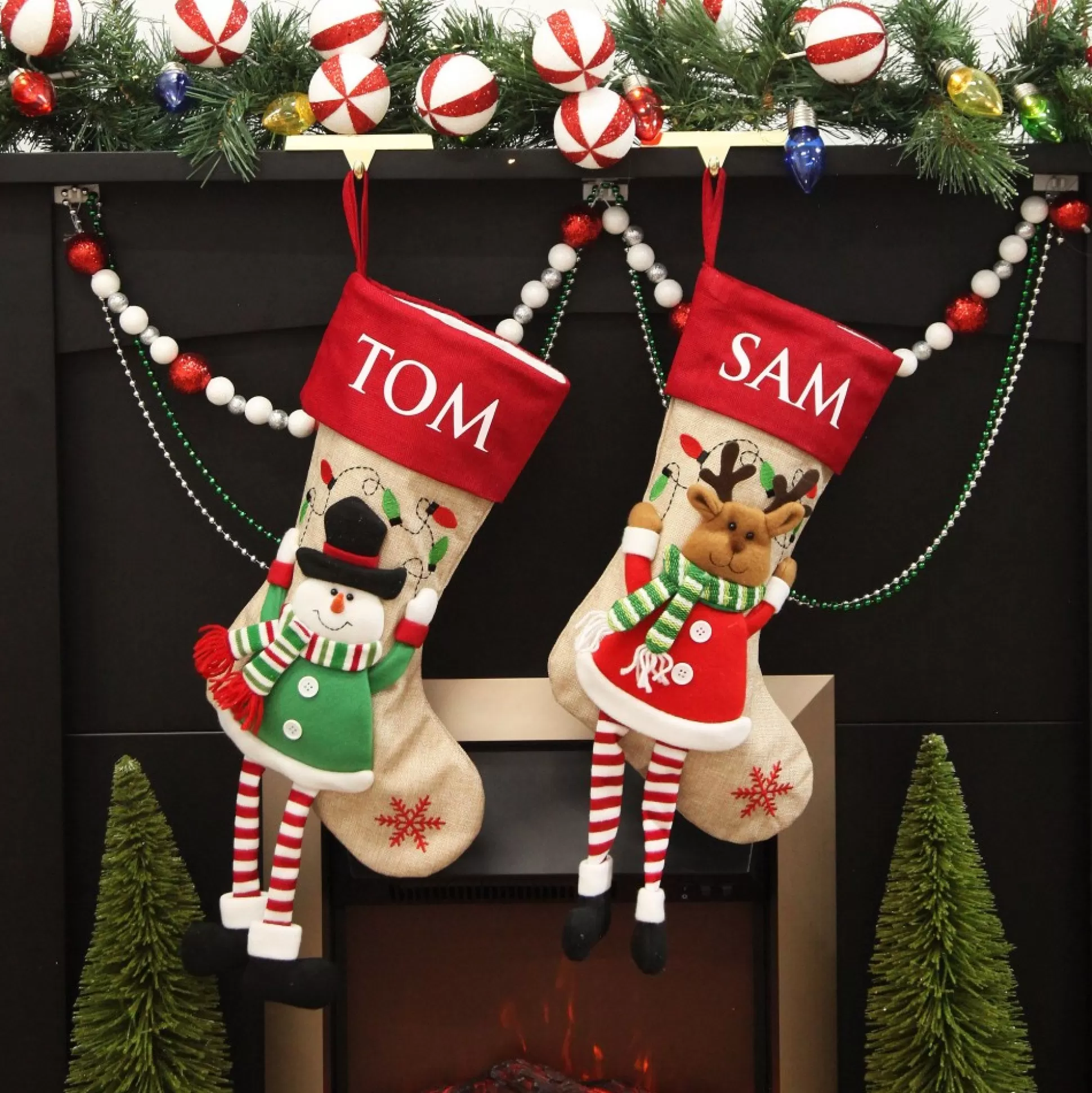 Personalised Snowman Christmas Stocking with Dangly Legs Personalised Stockings |