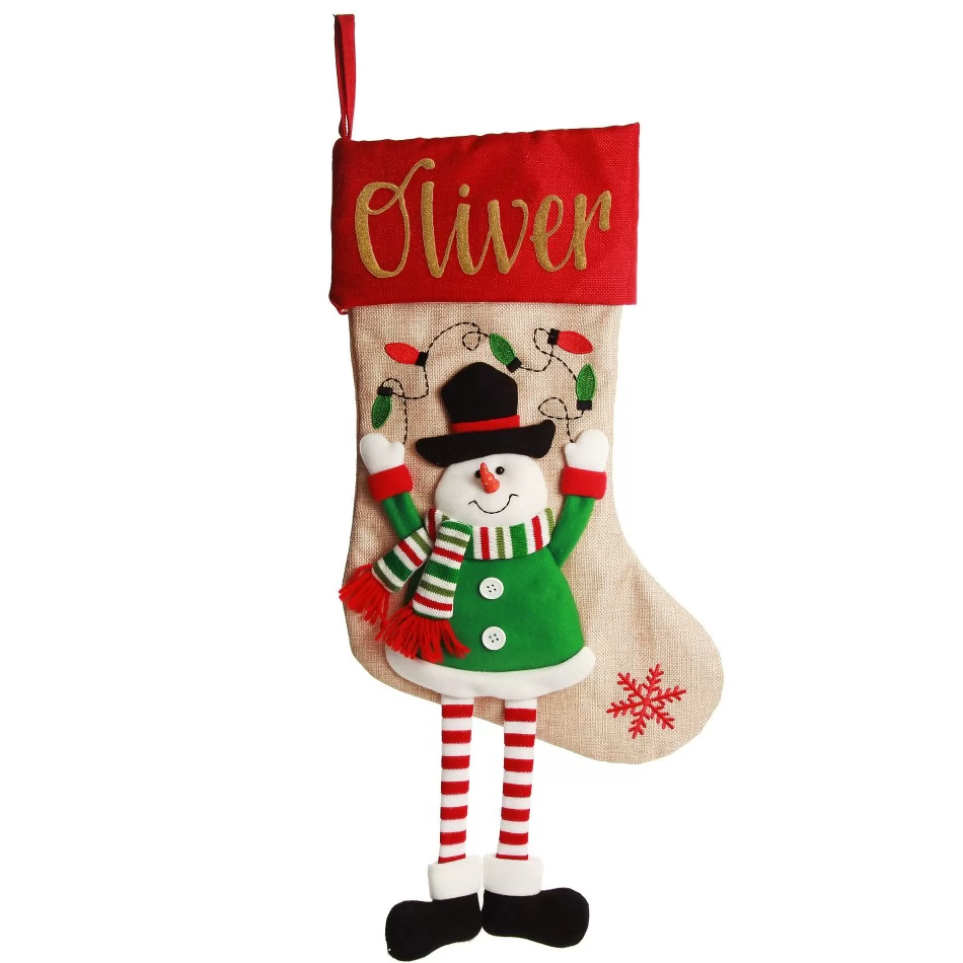 Personalised Snowman Christmas Stocking with Dangly Legs Personalised Stockings |
