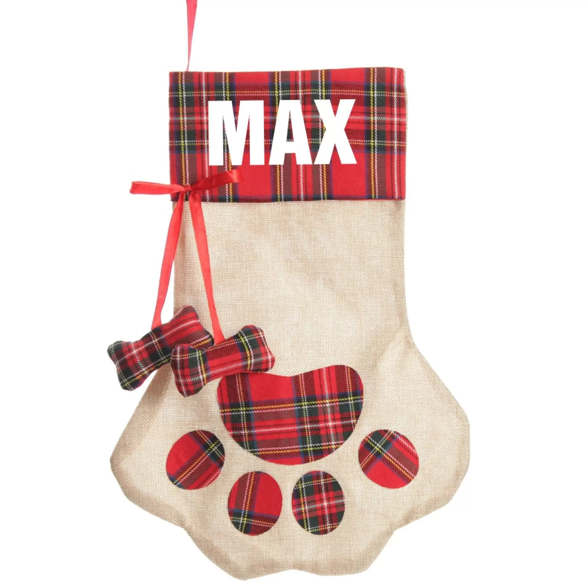 Personalised Tartan Dog Paw Christmas Stocking Personalised Stockings |