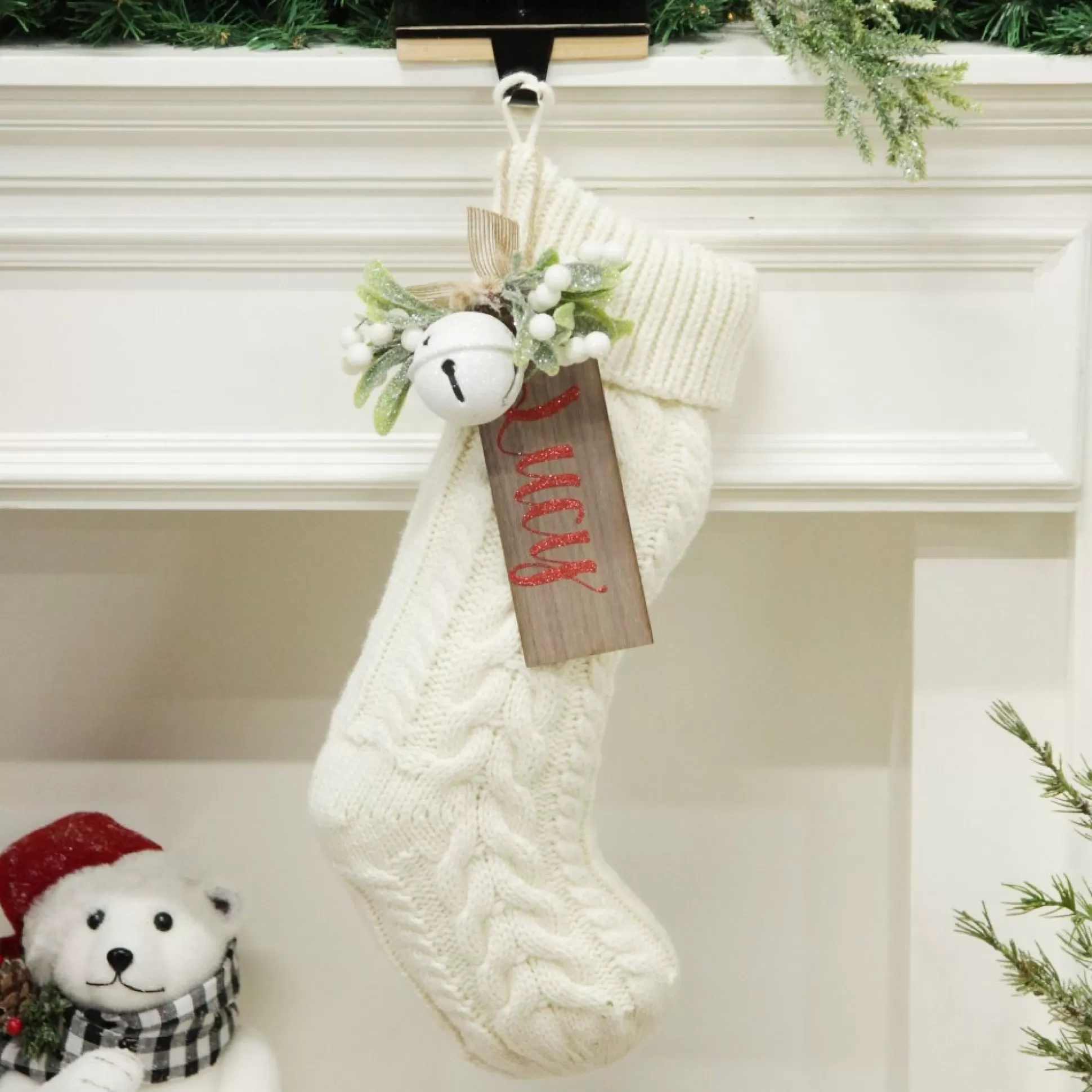 Personalised White Cable Knit Christmas Stocking Personalised Stockings |