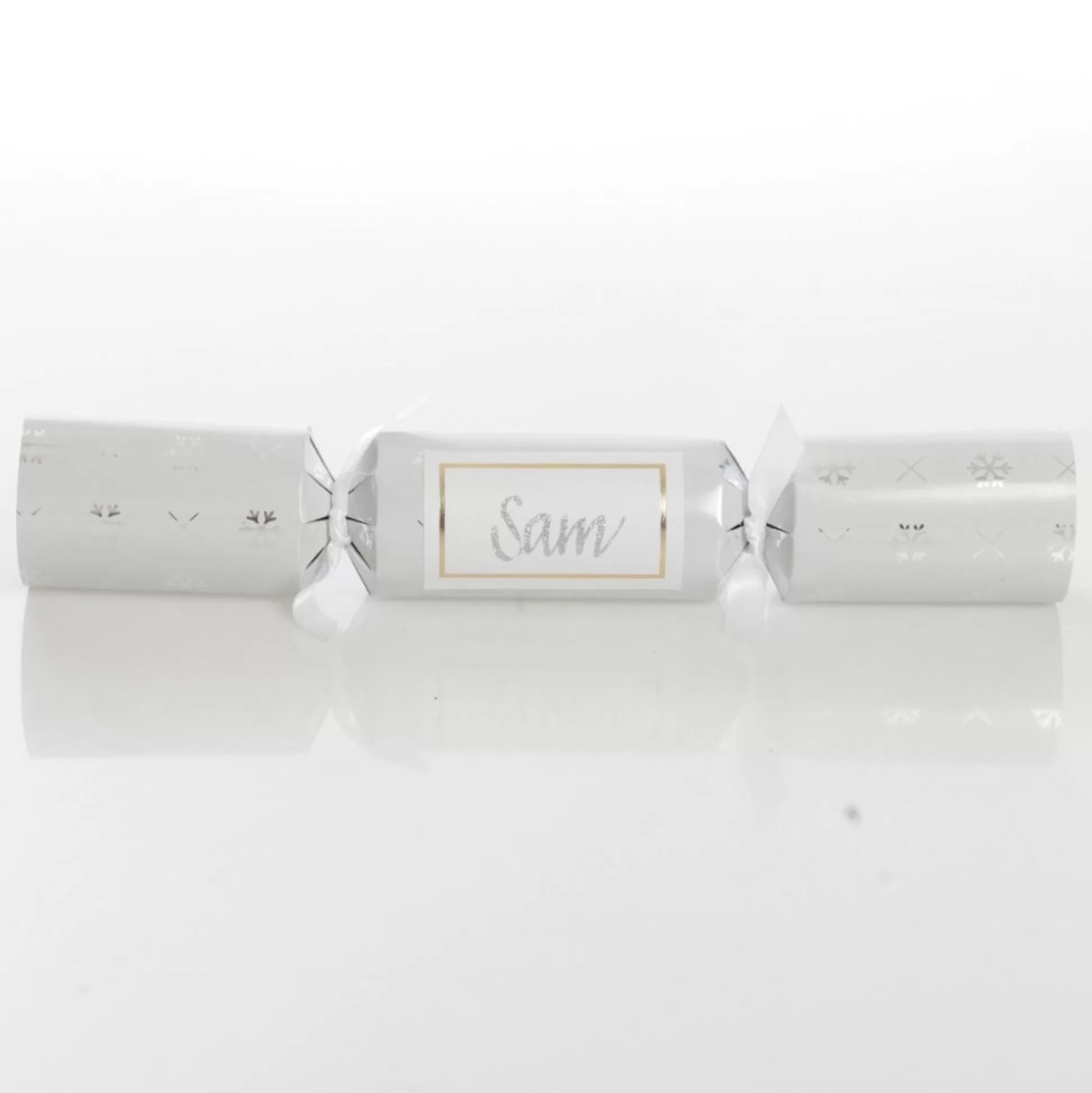 Personalised White with Silver Snowflake Bon Bon - Single Christmas Bon Bons |