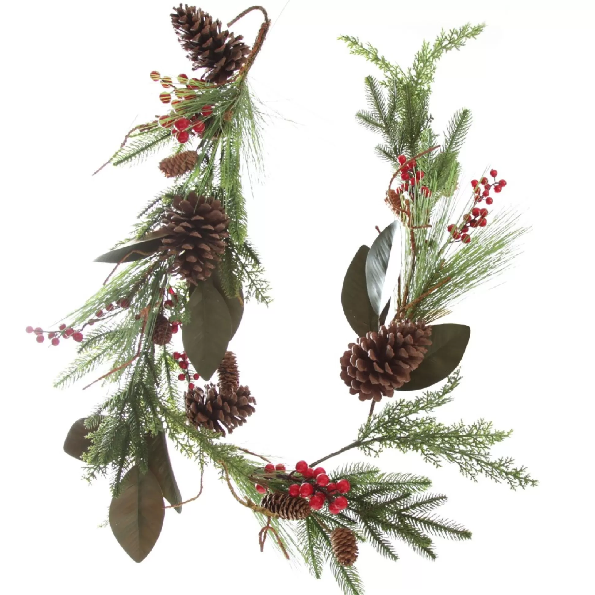 Pinecone and Red Berry Mixed Leaf Christmas Garland Christmas Garlands |