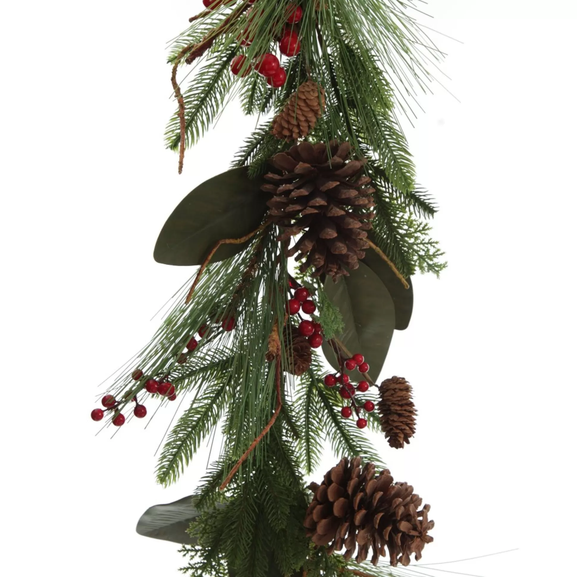 Pinecone and Red Berry Mixed Leaf Christmas Garland Christmas Garlands |