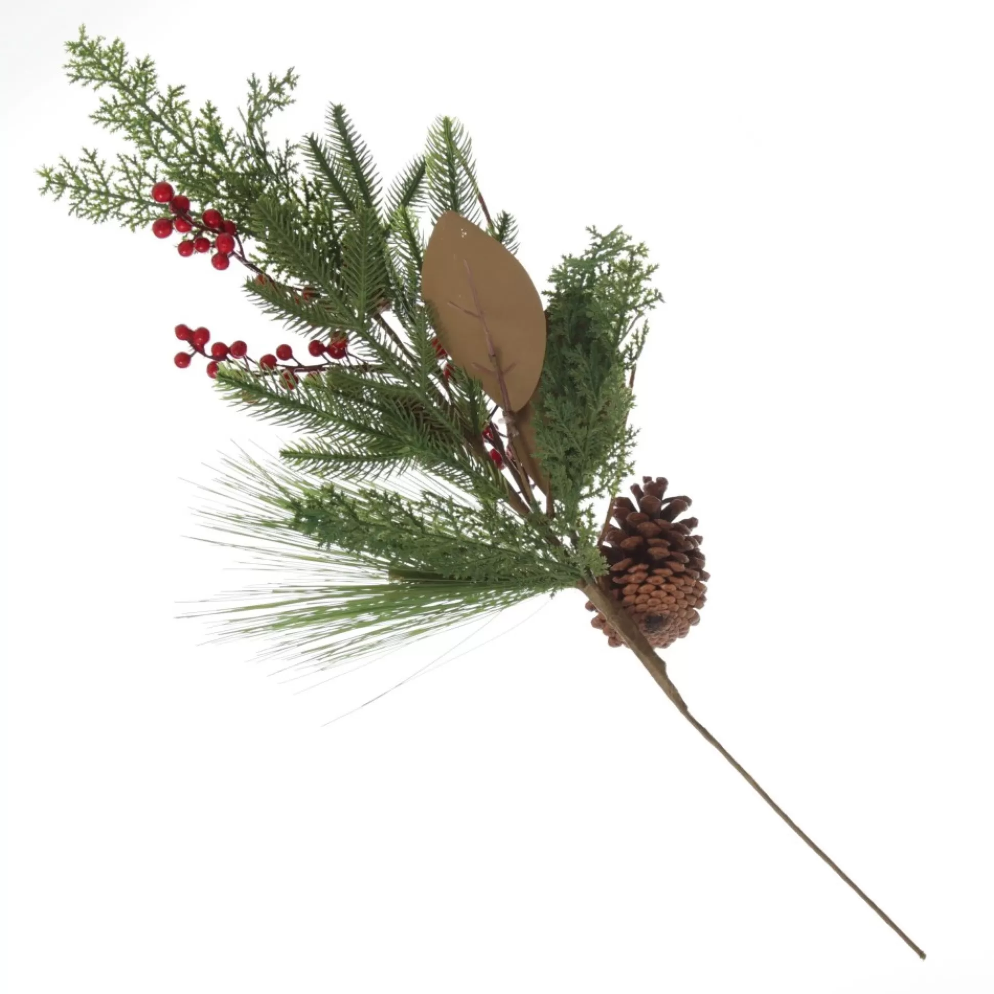 Pinecone and Red Berry Mixed Leaf Christmas Spray Christmas Sprays |