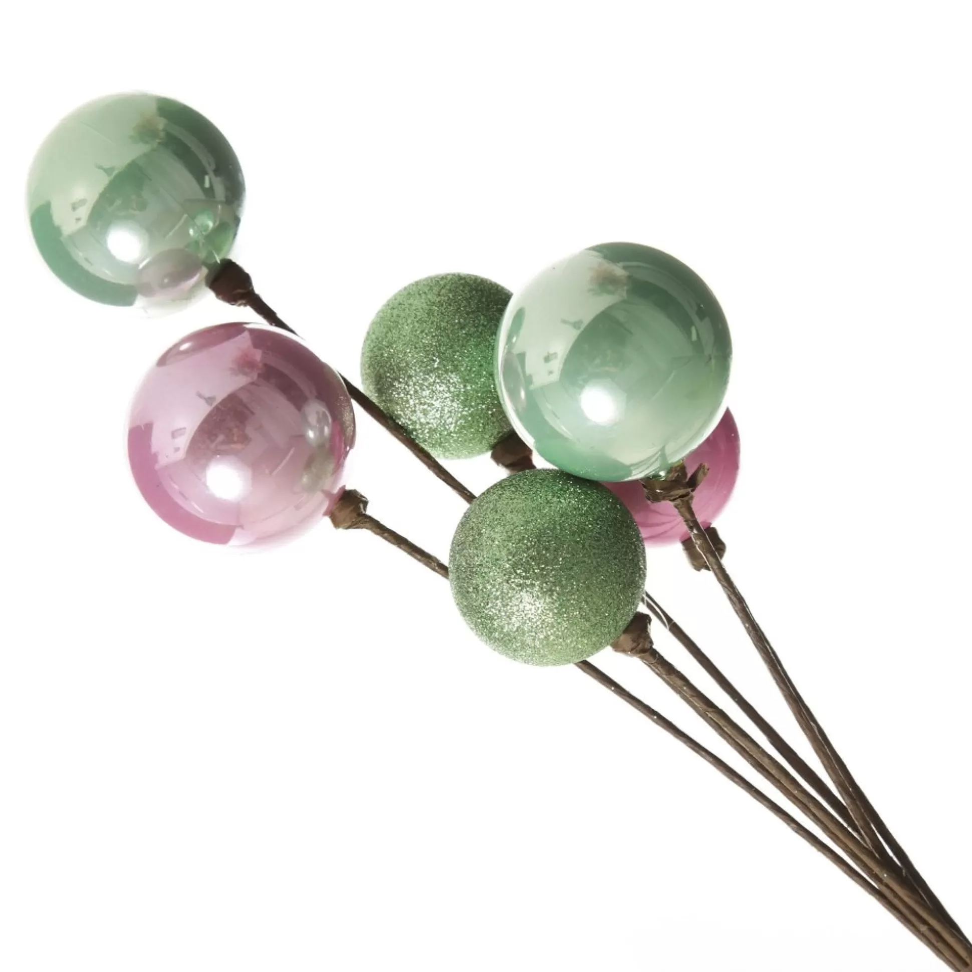 Pink and Mint Christmas Bauble Cluster Pick Christmas Tree Picks |