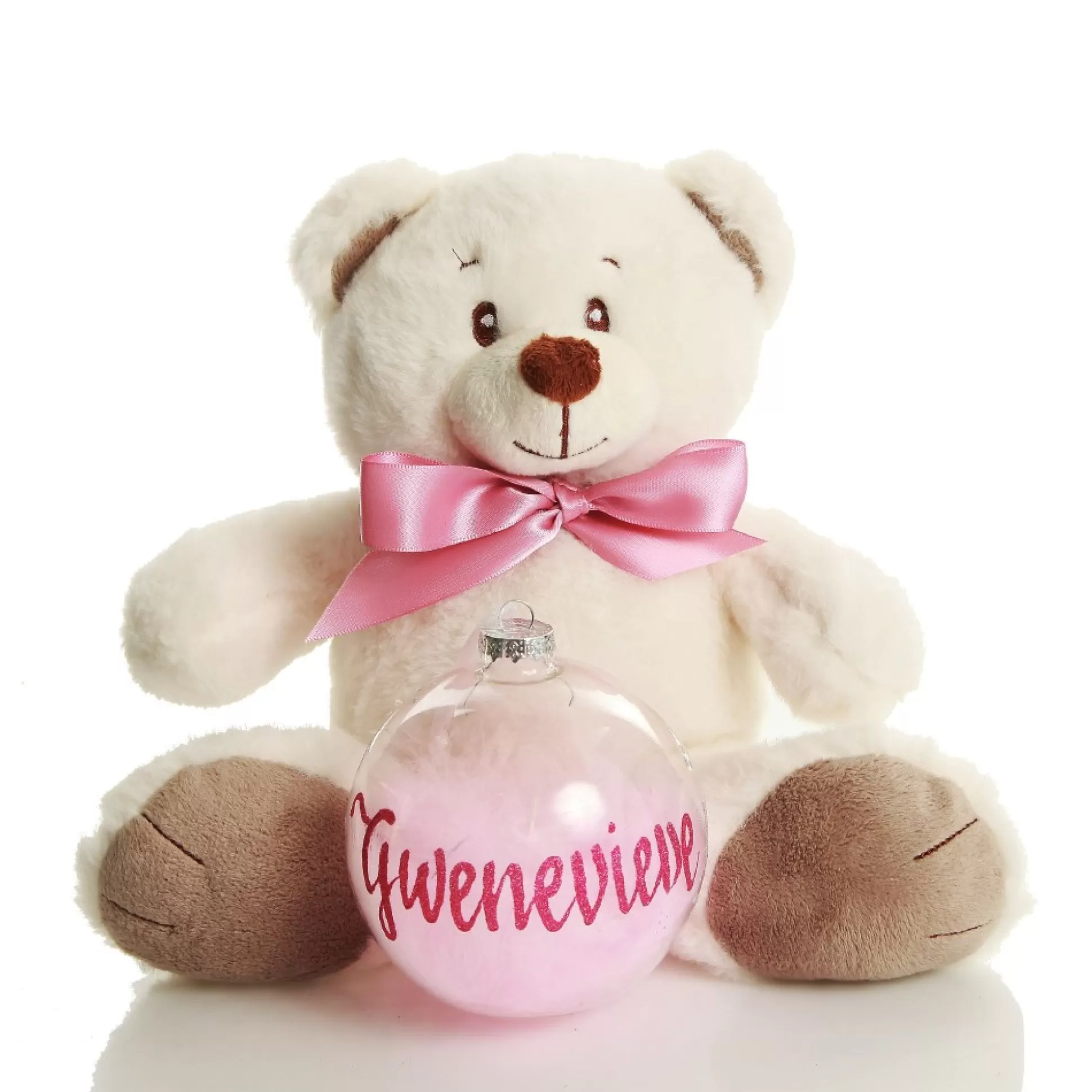 Pink Baby's First Christmas Teddy Gift Pack Glass Baubles |