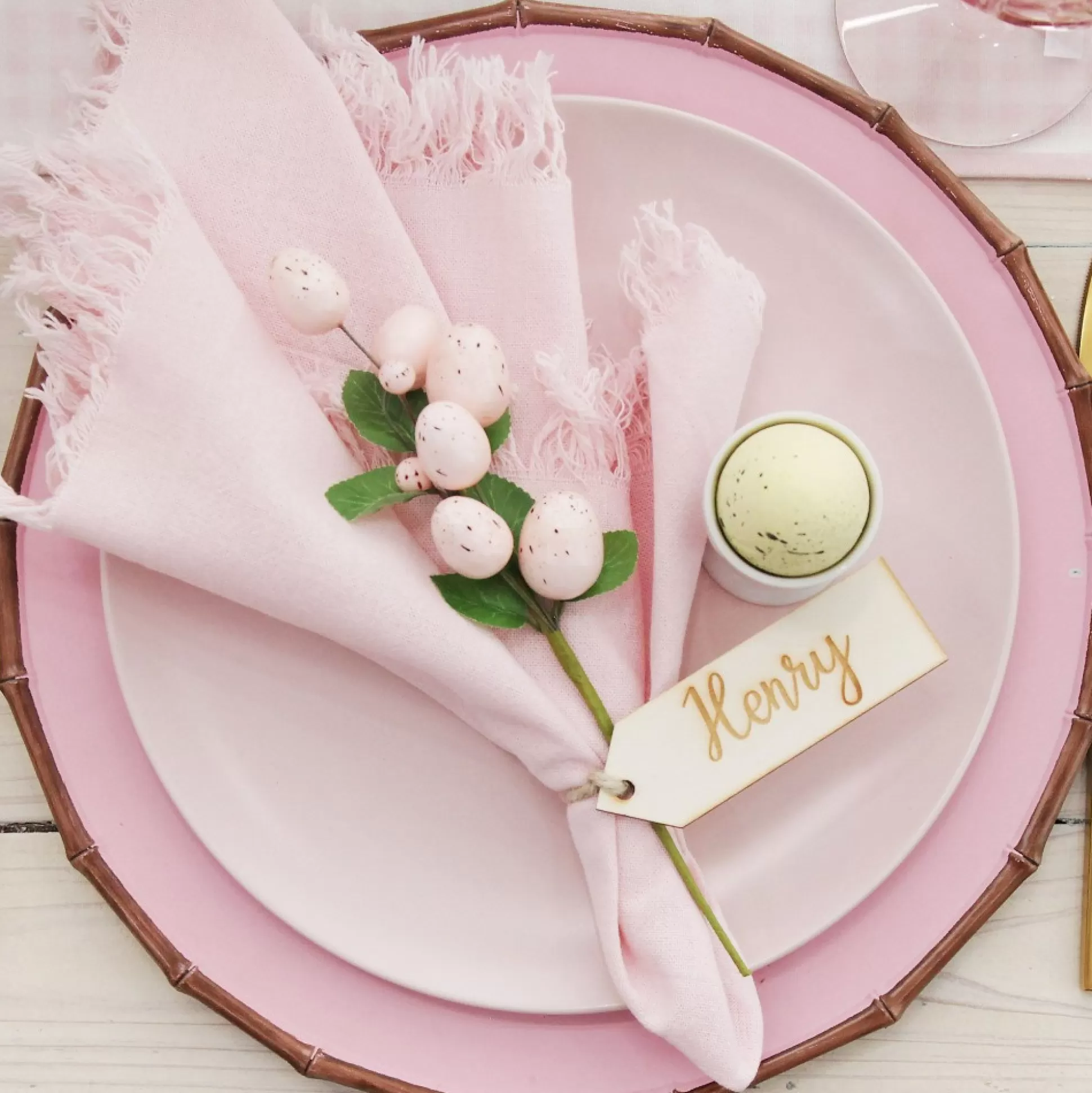 Pink Bamboo Look Charger Plate Christmas Table Decor |