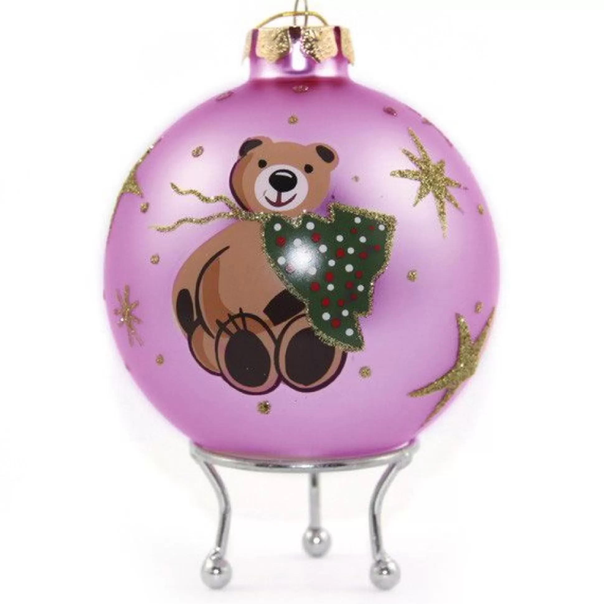 Pink Christmas Bear with Tree Bauble Personalised Baubles |