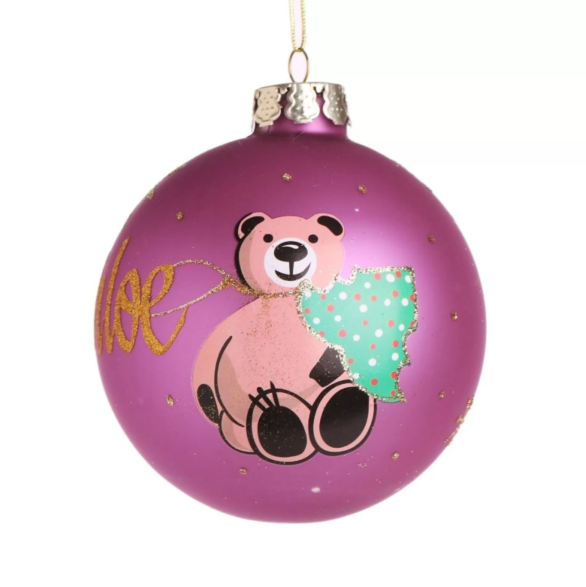 Pink Christmas Bear with Tree Bauble Personalised Baubles |