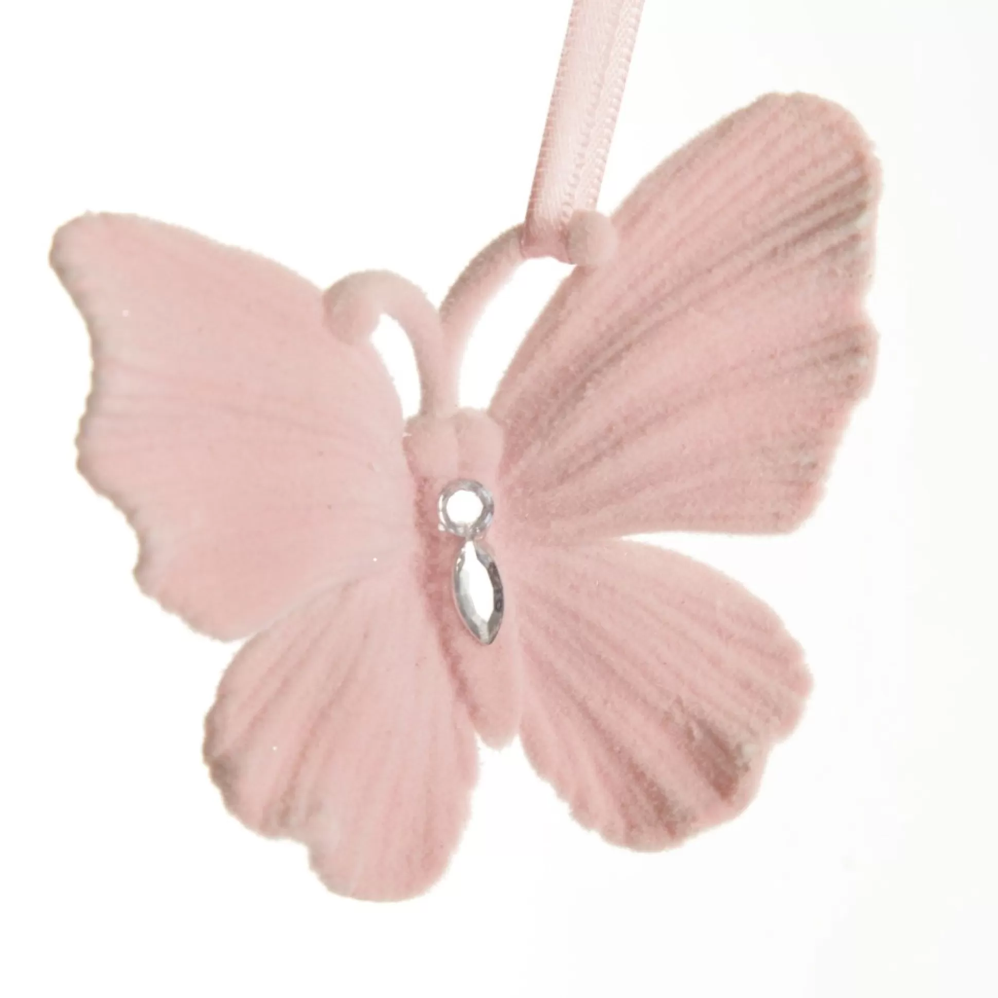 Pink Flocked Butterfly Tree Decoration Butterflies And Birds |