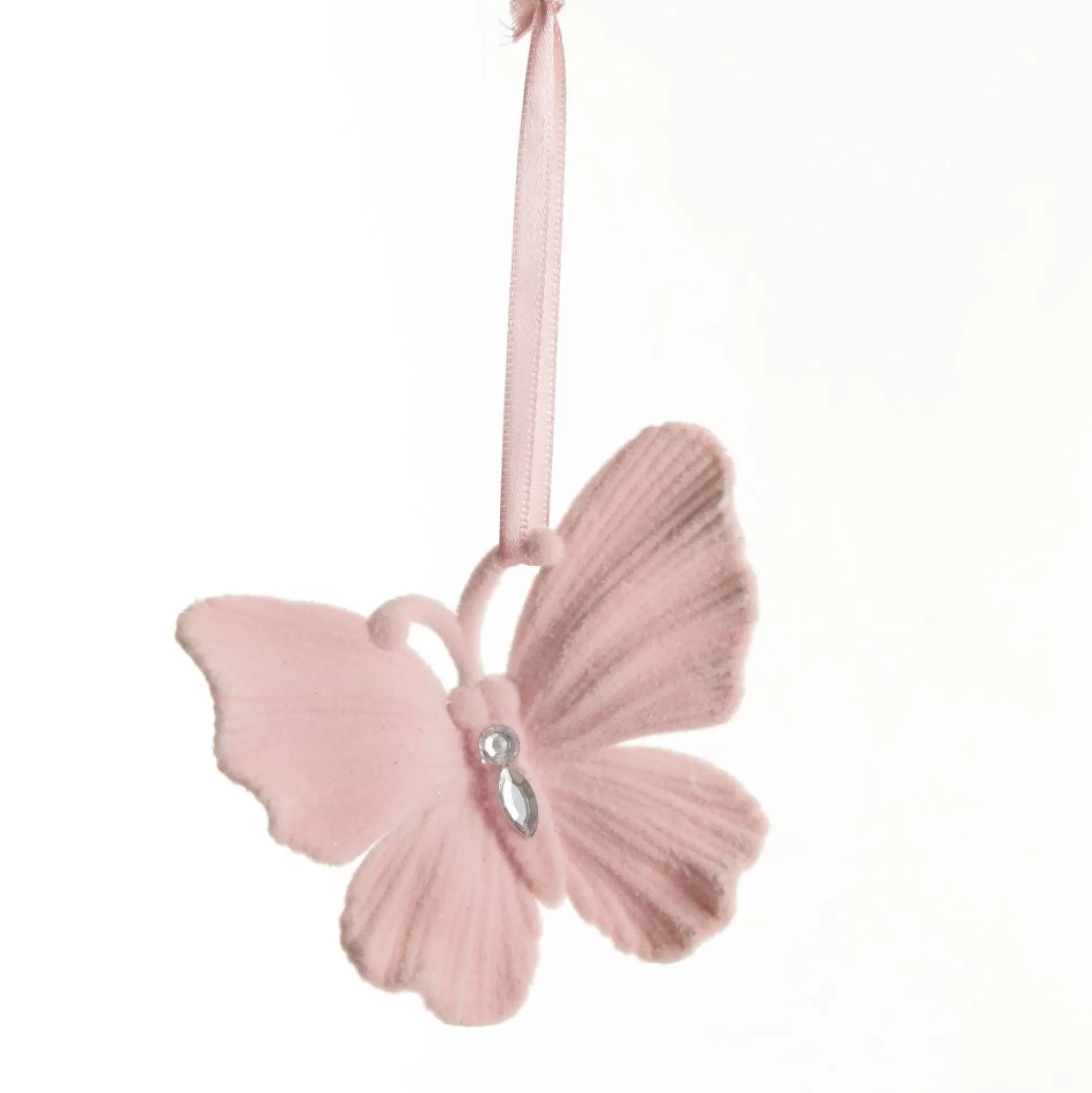 Pink Flocked Butterfly Tree Decoration Butterflies And Birds |