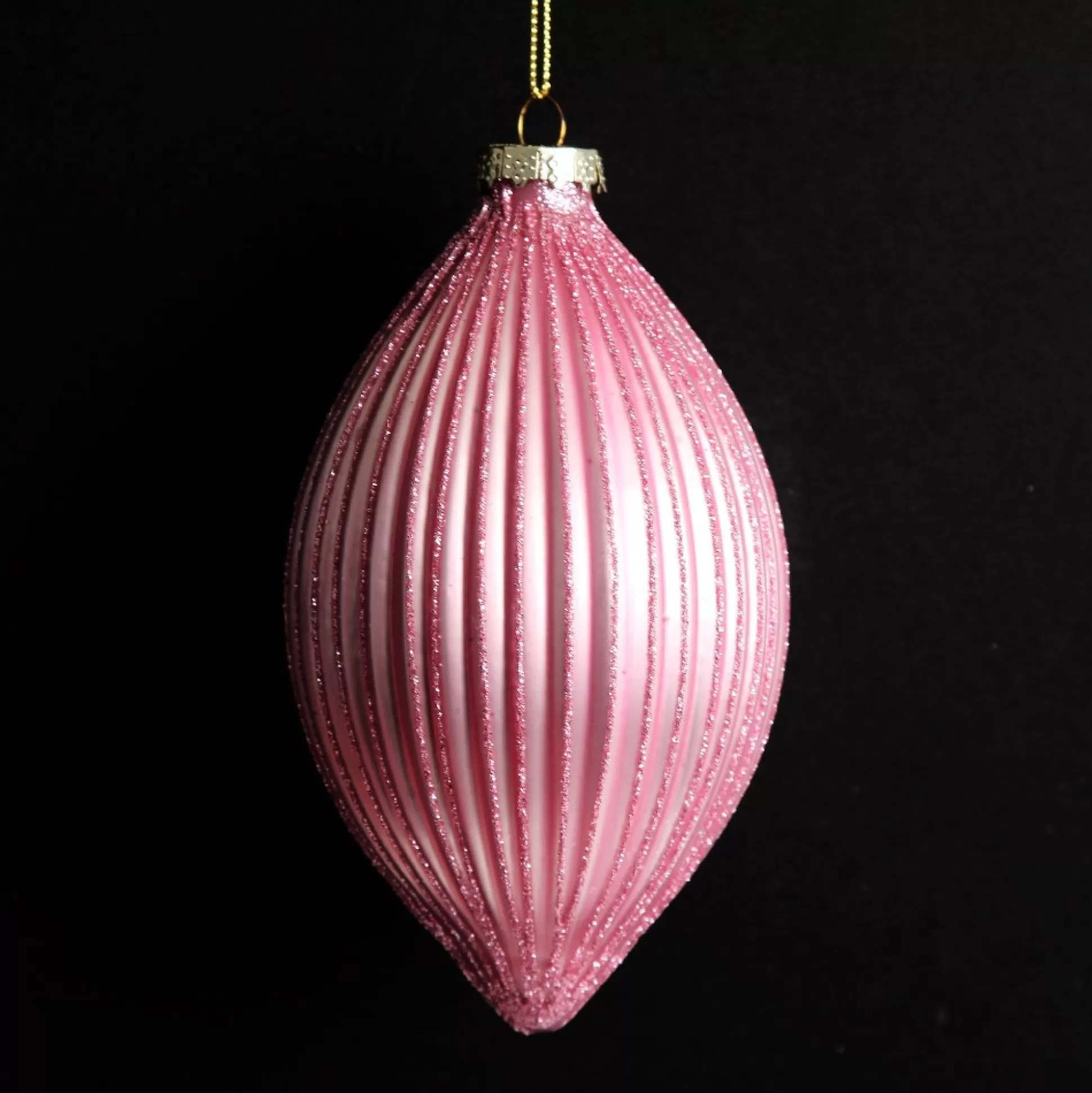 Pink Glass Ribbed Teardrop Christmas Bauble Decorative Christmas Baubles |