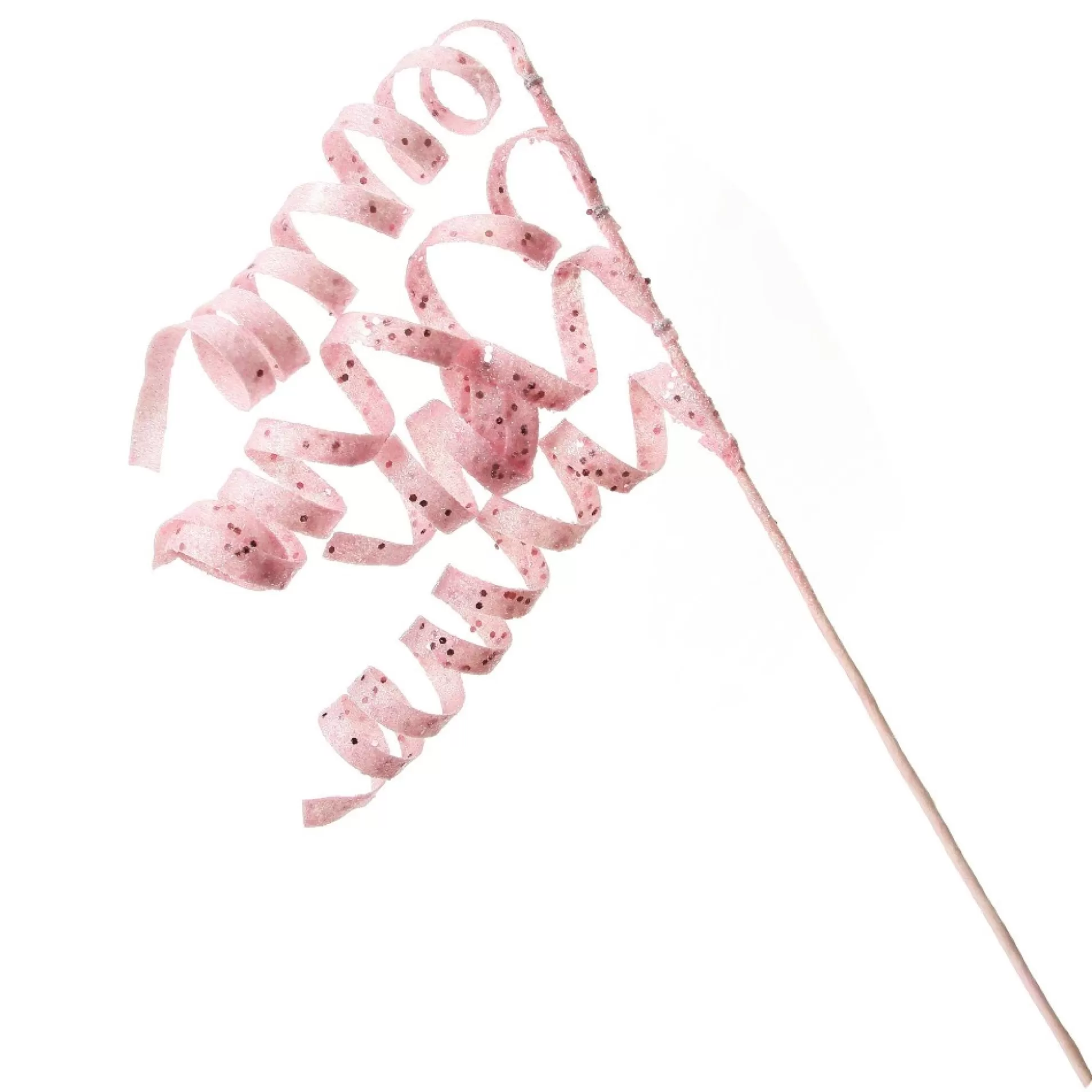 Pink Glitter Curly Ribbon Christmas Pick Christmas Tree Picks |