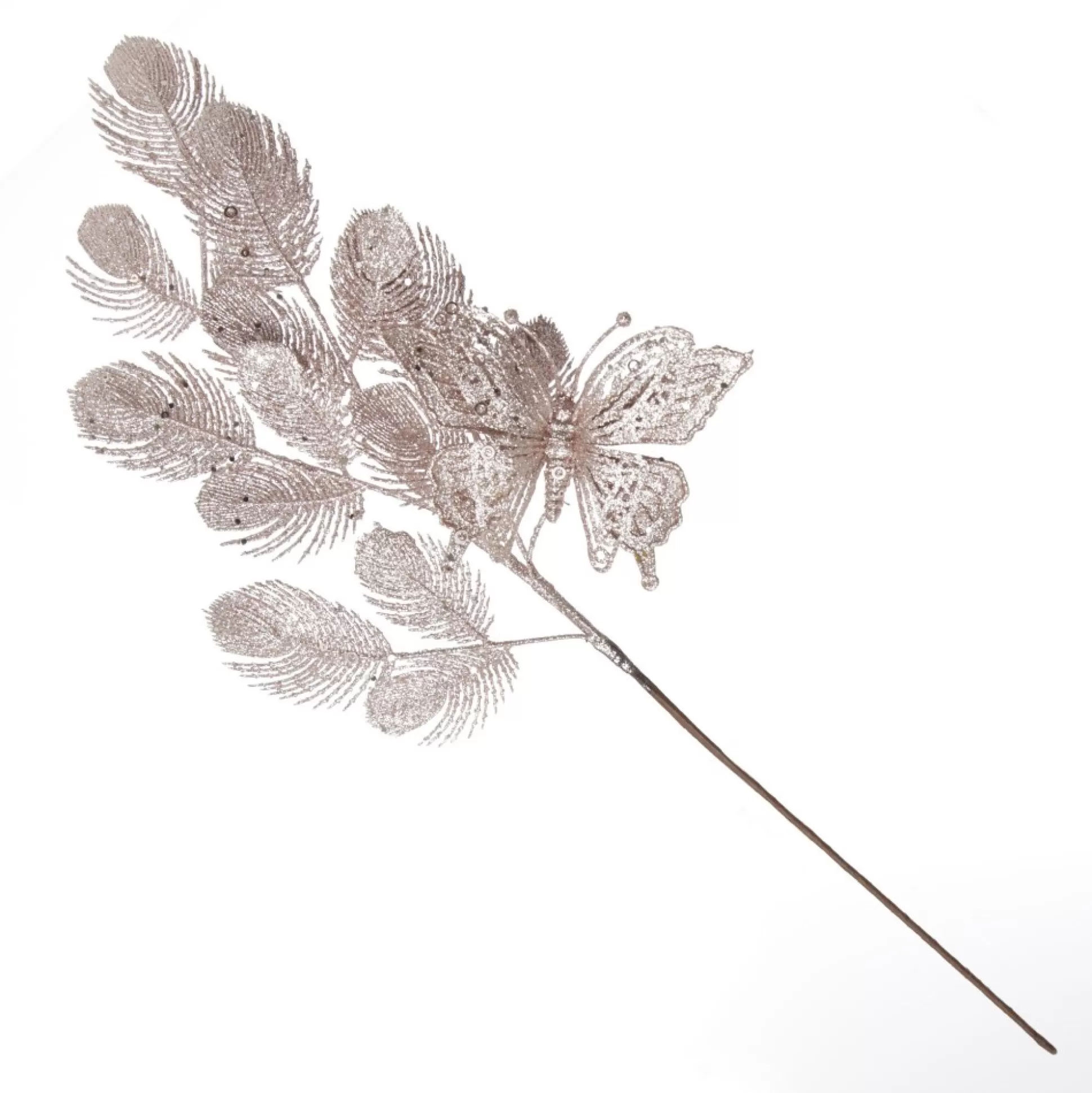 Pink Glitter Feathers with Butterfly Spray Pick Christmas Sprays |