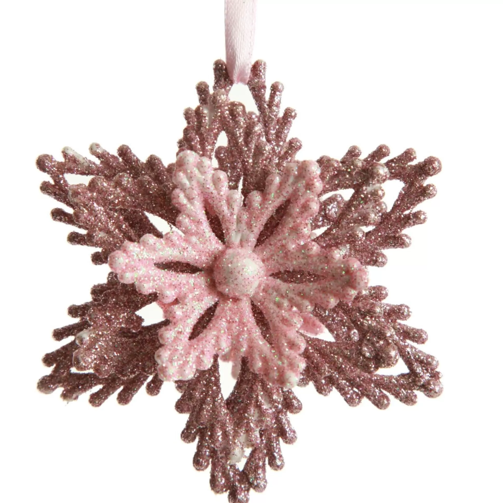 Pink Glitter Flower Christmas Tree Decoration Snowflakes And Stars |