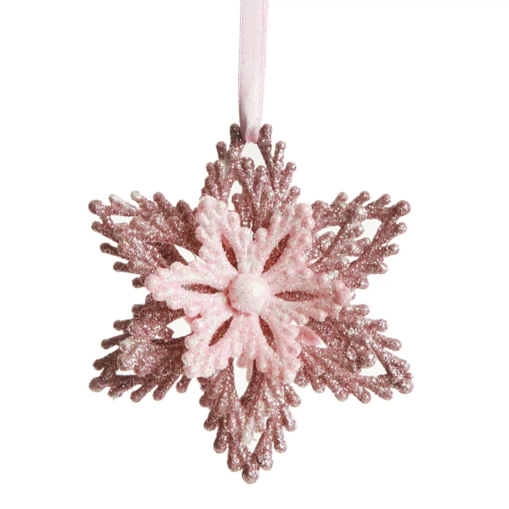 Pink Glitter Flower Christmas Tree Decoration Snowflakes And Stars |