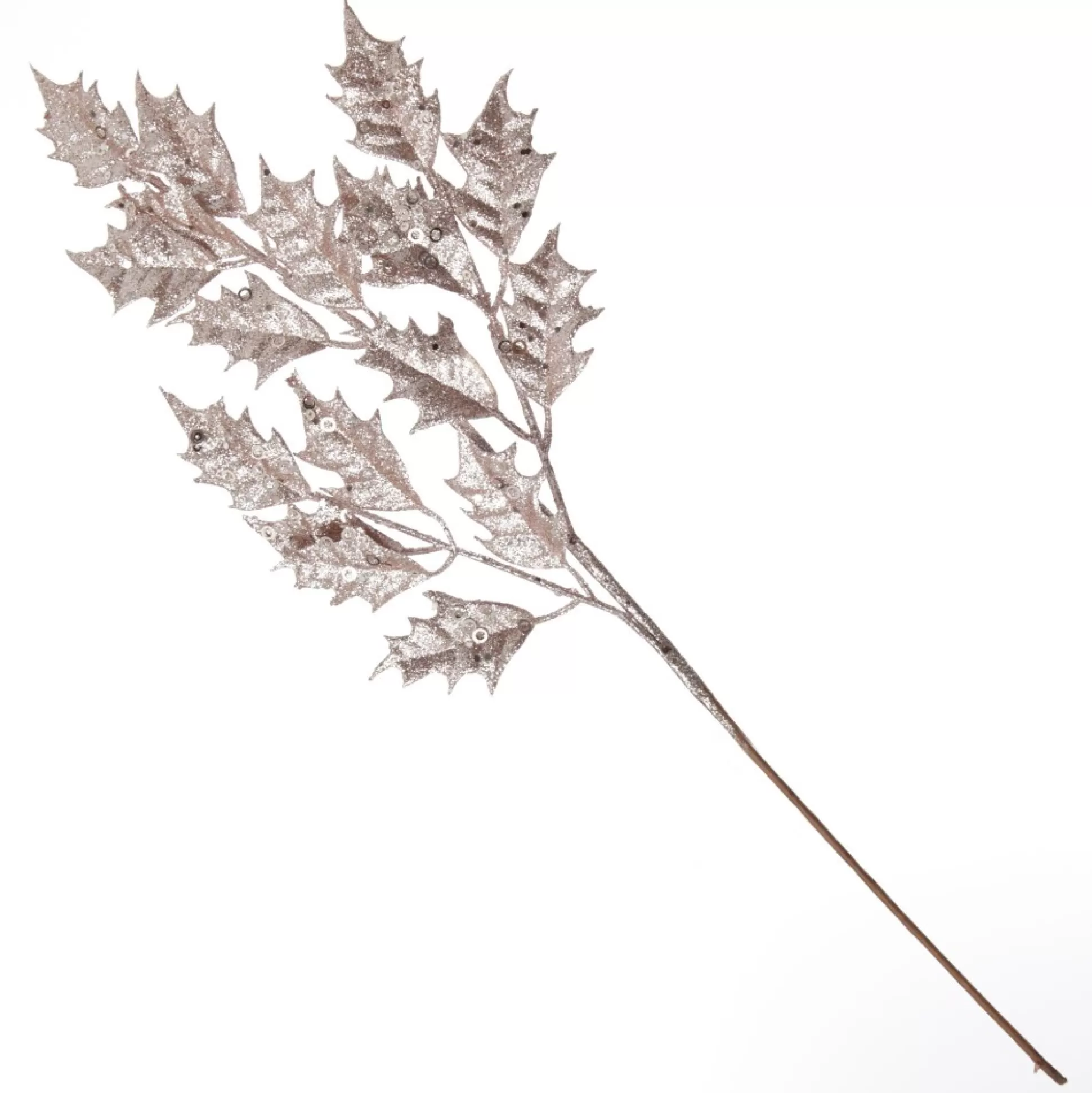 Pink Glitter Holly Leaf Spray Christmas Sprays |