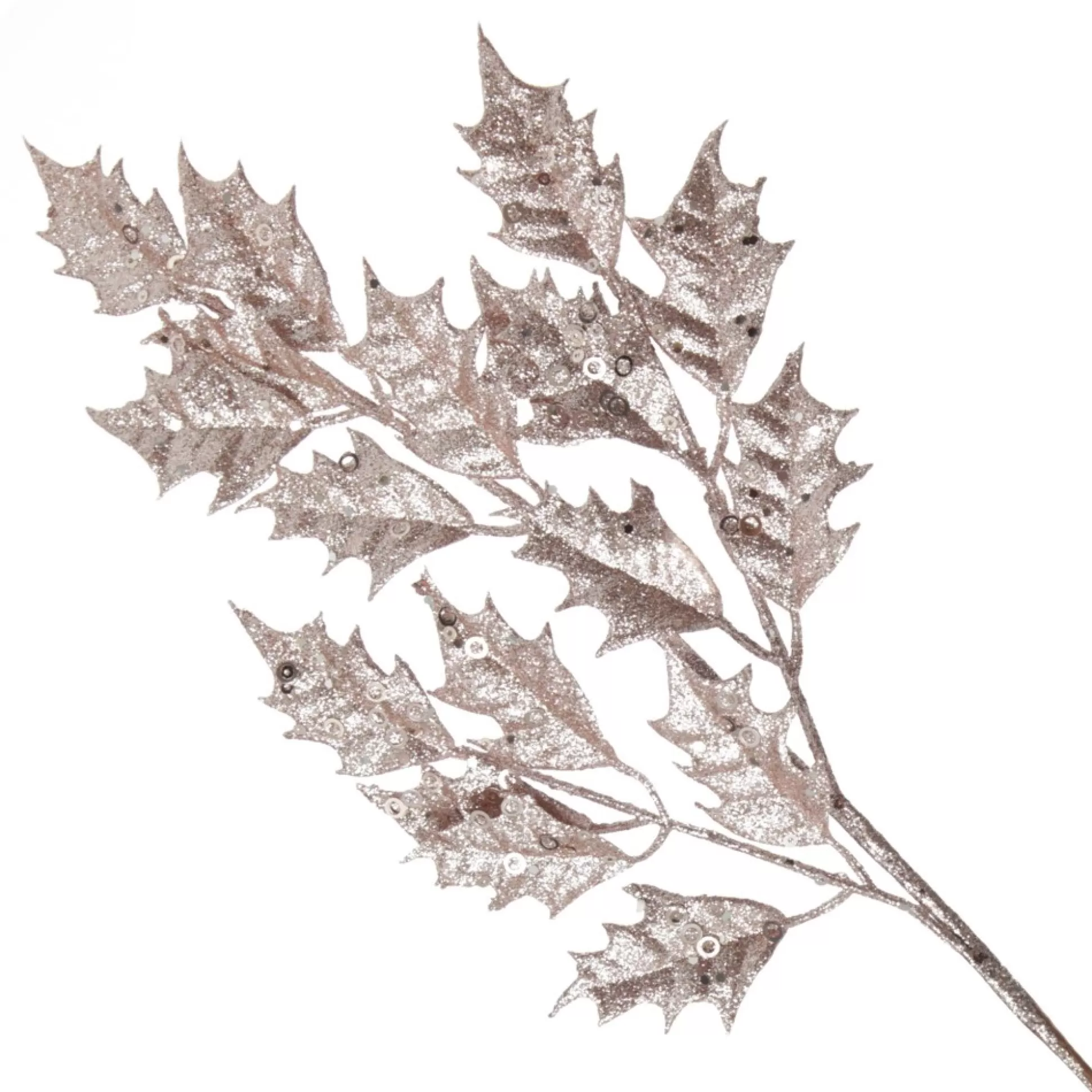Pink Glitter Holly Leaf Spray Christmas Sprays |
