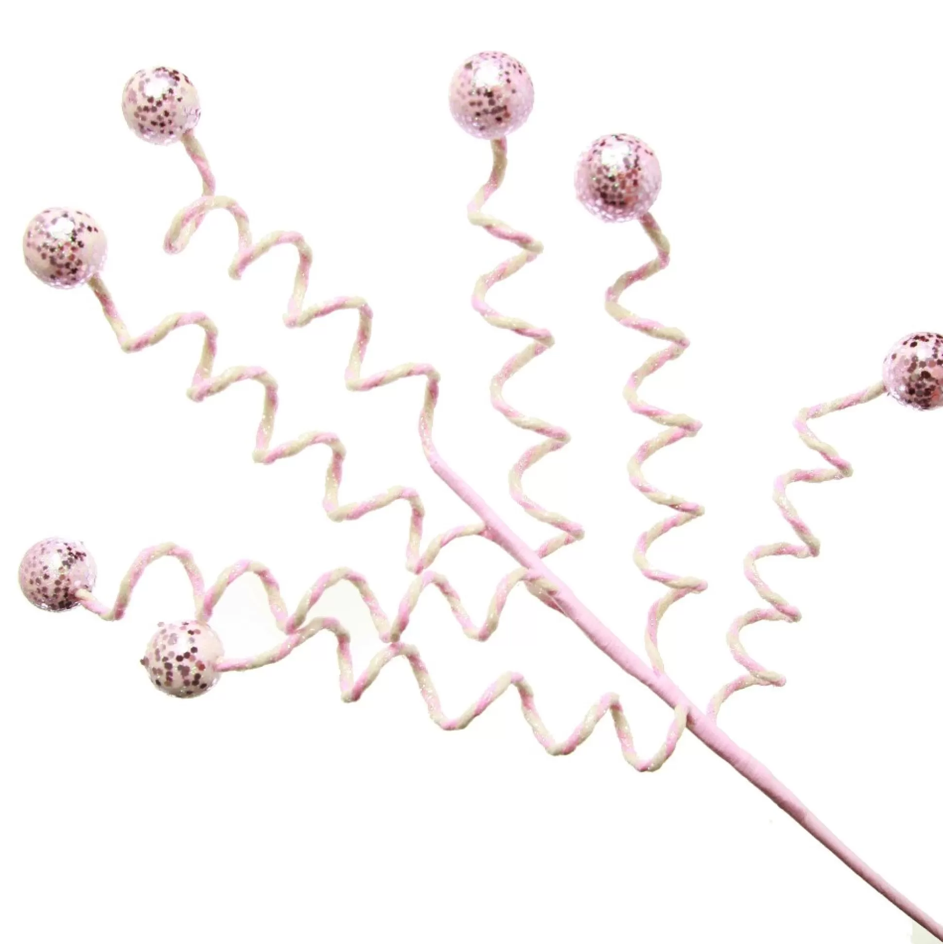 Pink Glitter Spiral Ball Pick Christmas Tree Picks |