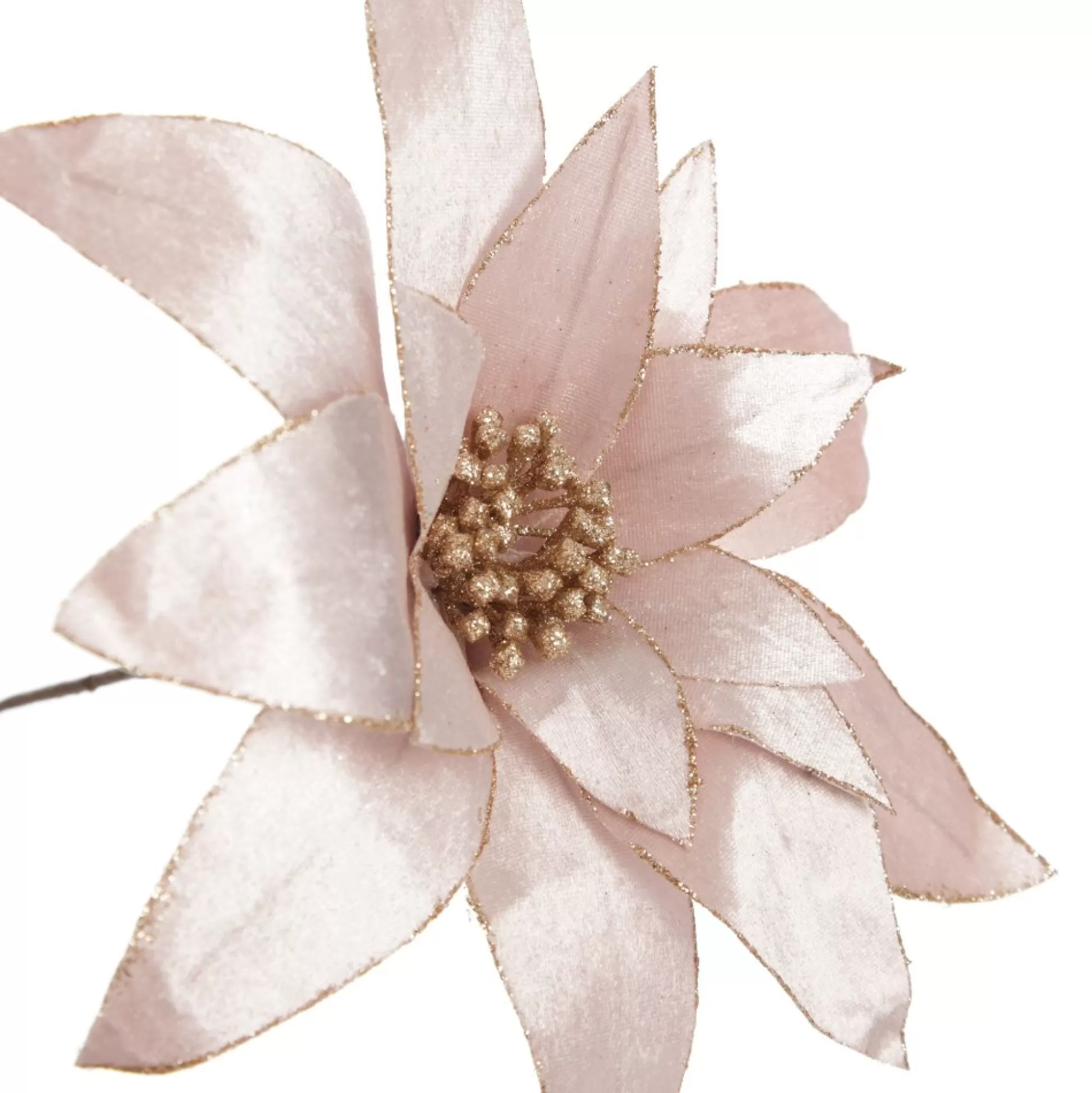 Pink Lily Flower Stem with Glitter Trim Christmas Flowers |