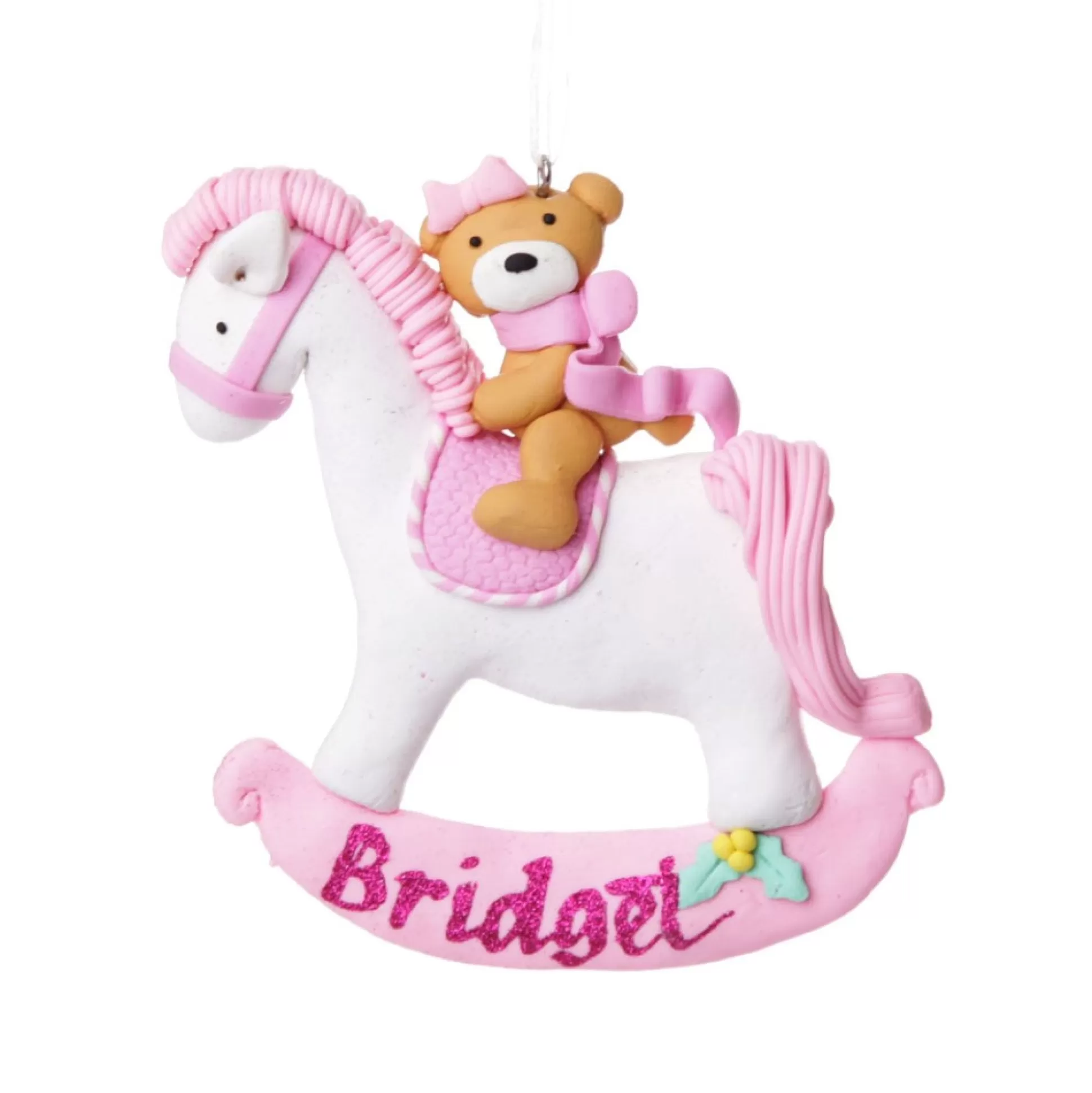 Pink Rocking Horse Decoration Personalised Decorations |