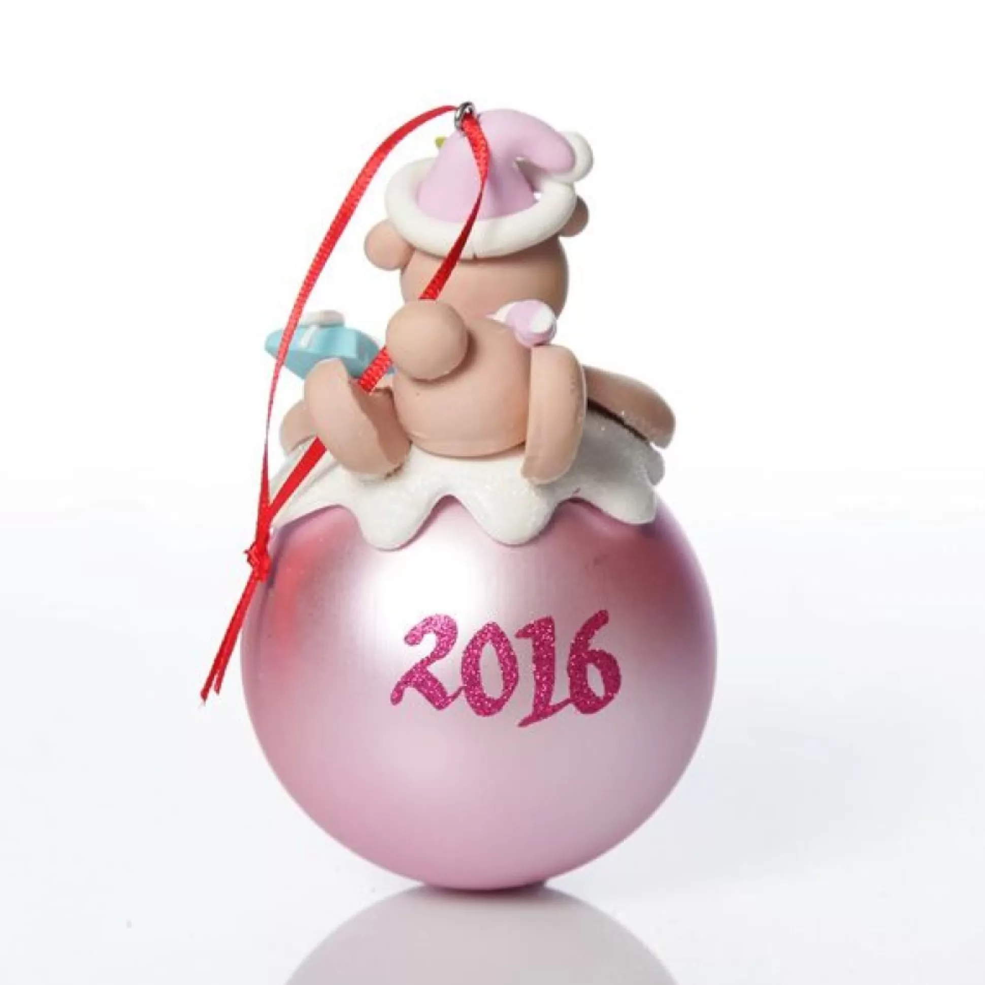 Pink Teddy Christmas Character Bauble Personalised Baubles |