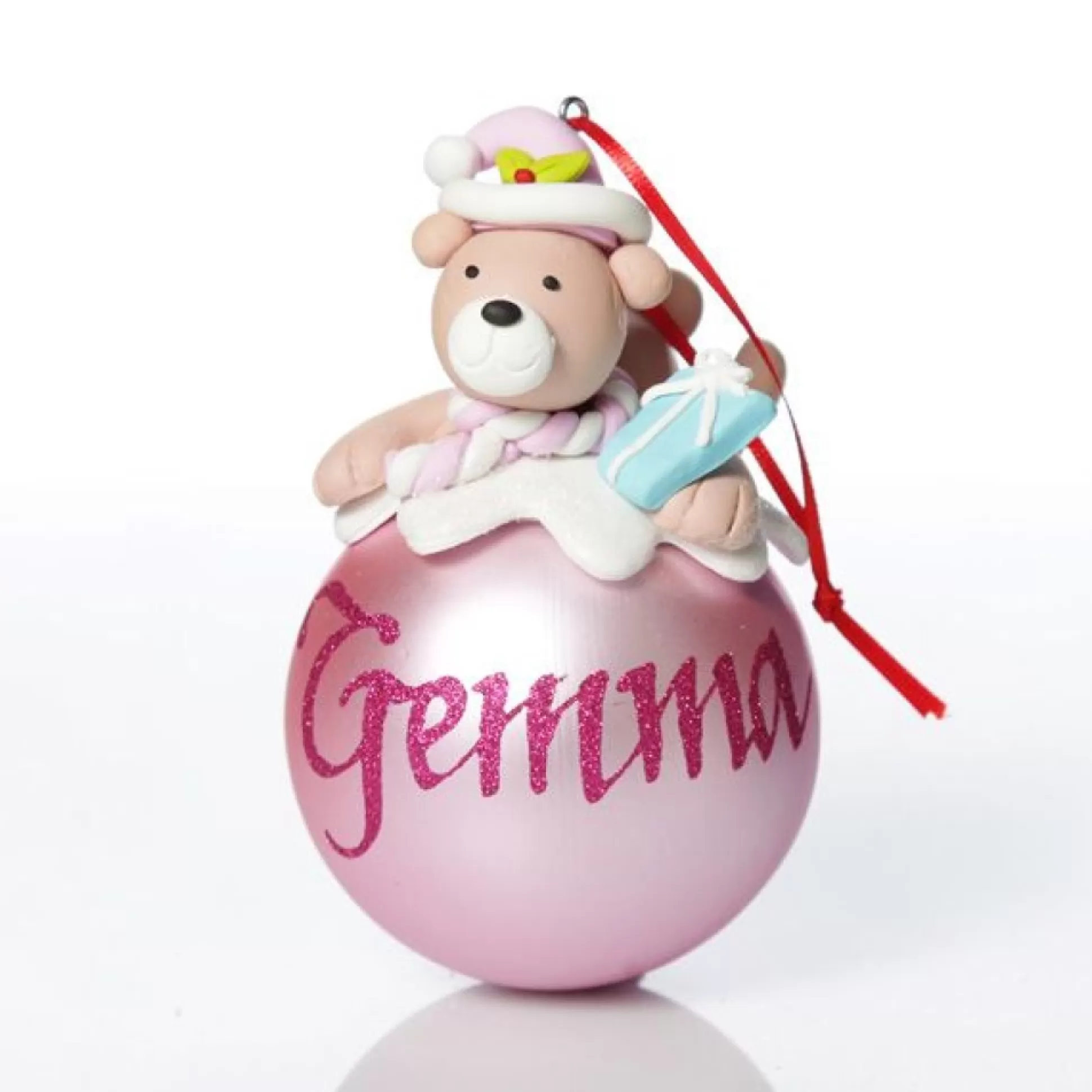 Pink Teddy Christmas Character Bauble Personalised Baubles |