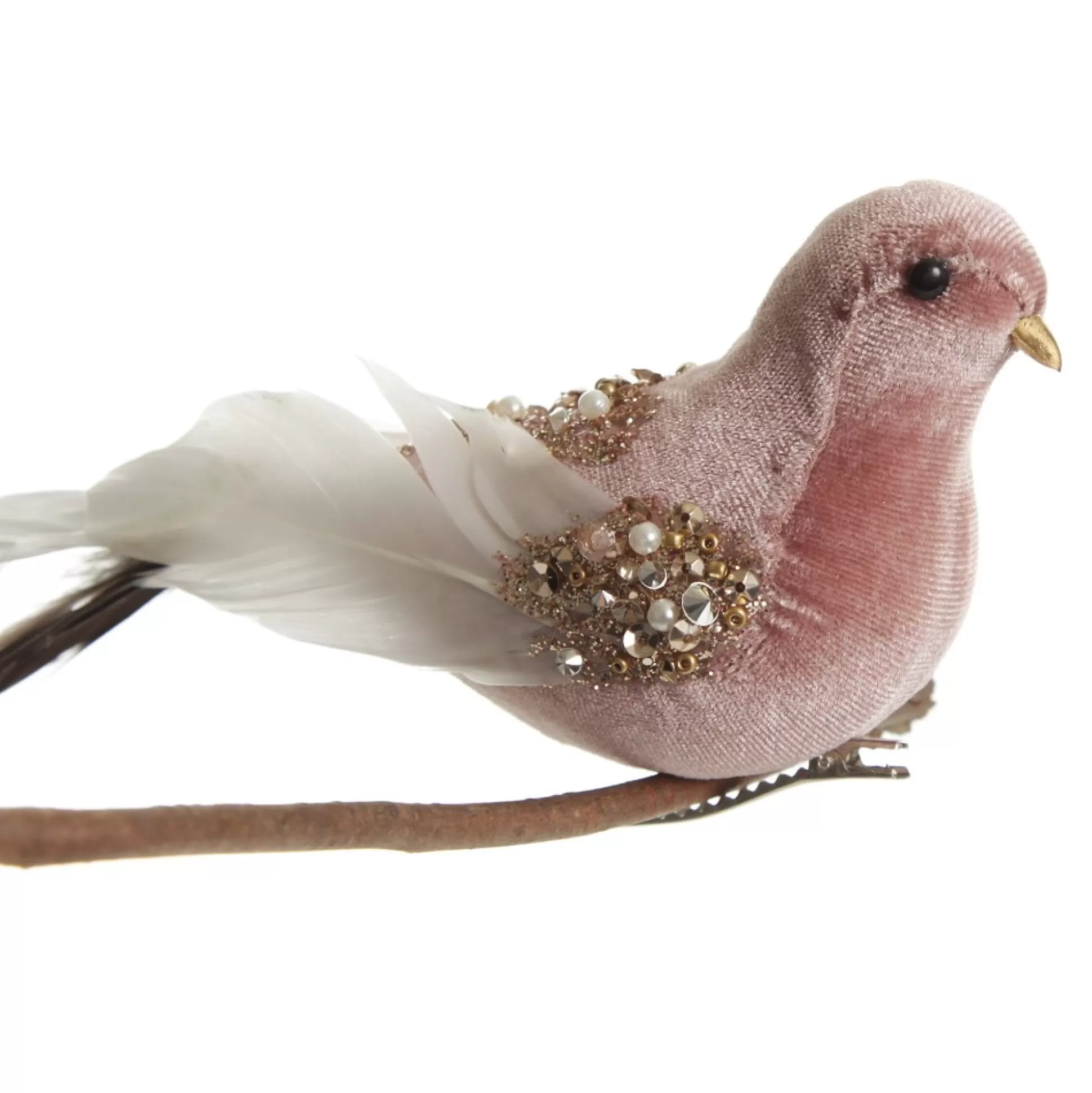 Pink Velvet Bird with Sequins Butterflies And Birds |