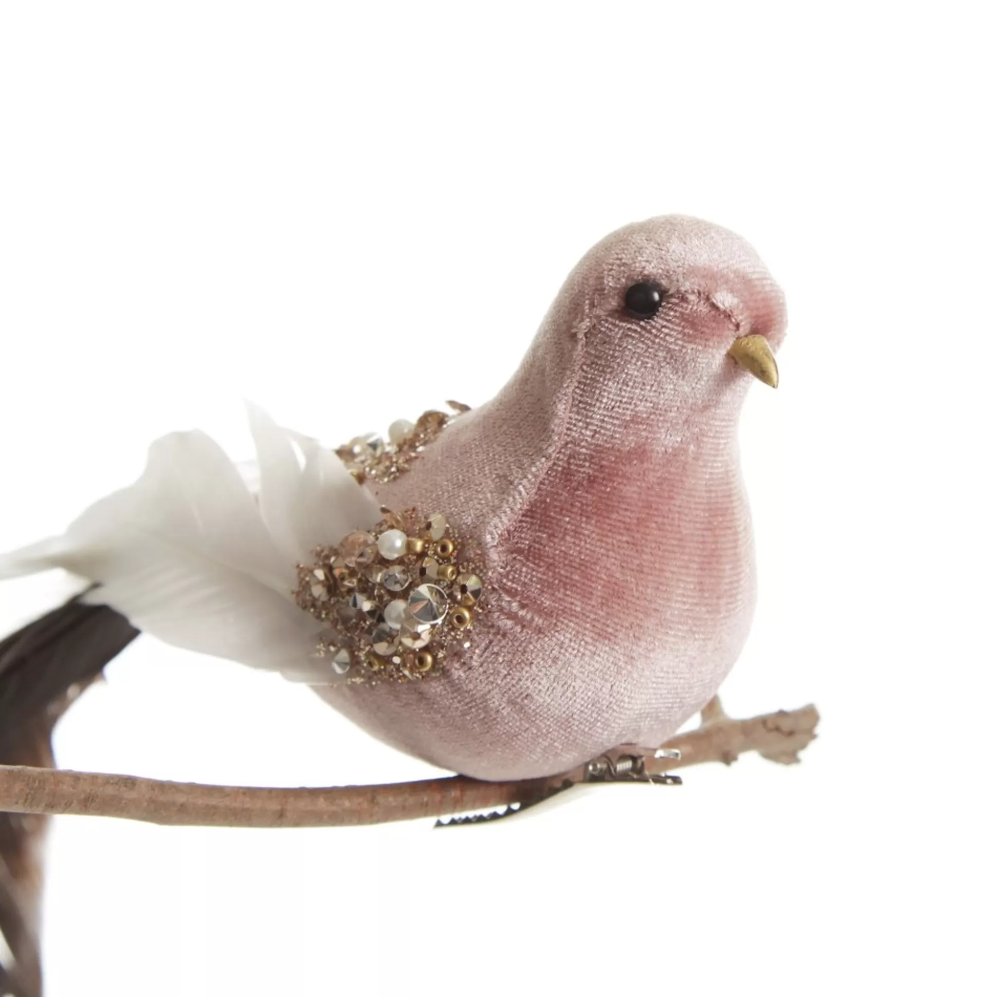 Pink Velvet Bird with Sequins Butterflies And Birds |