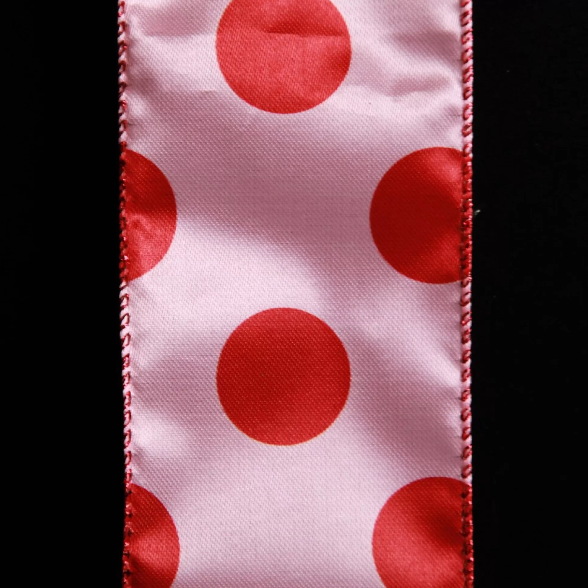 Pink with Red Dots Wired Christmas Ribbon Ribbons |