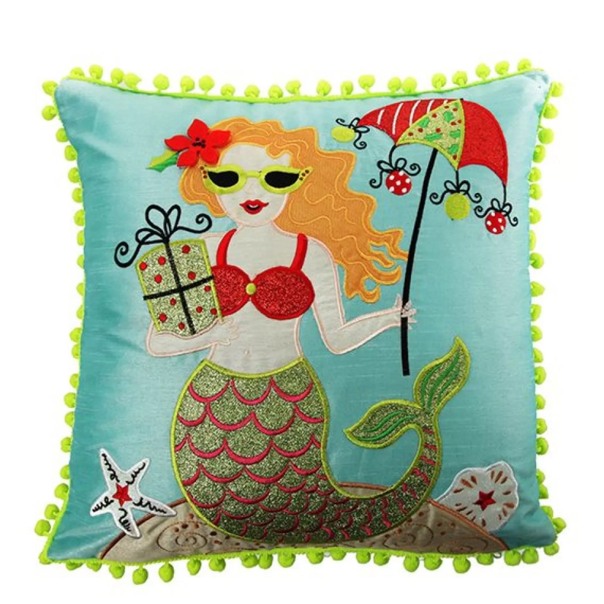 Pom Pom Mermaid Christmas Cushion Cover Christmas Cushions |