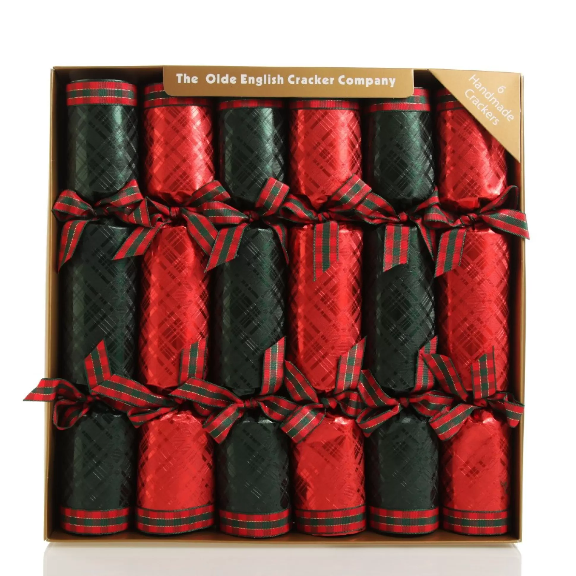 Red and Green Christmas Bon Bons with Tartan Ribbon Christmas Bon Bons |
