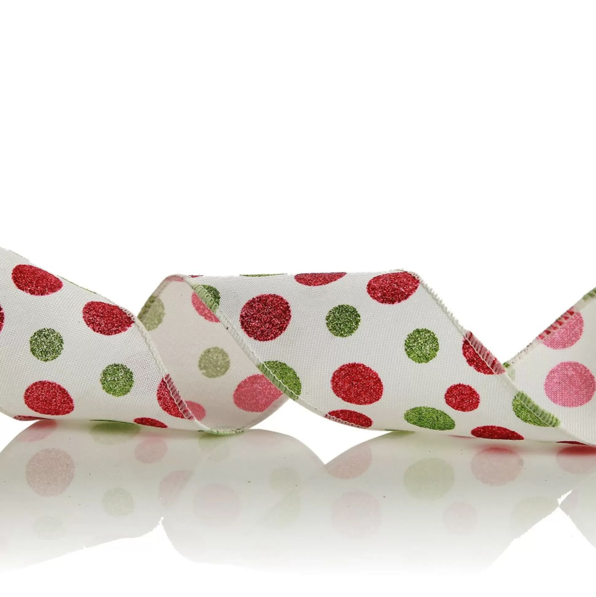 Red and Green Dots Wired Christmas Ribbon Ribbons |