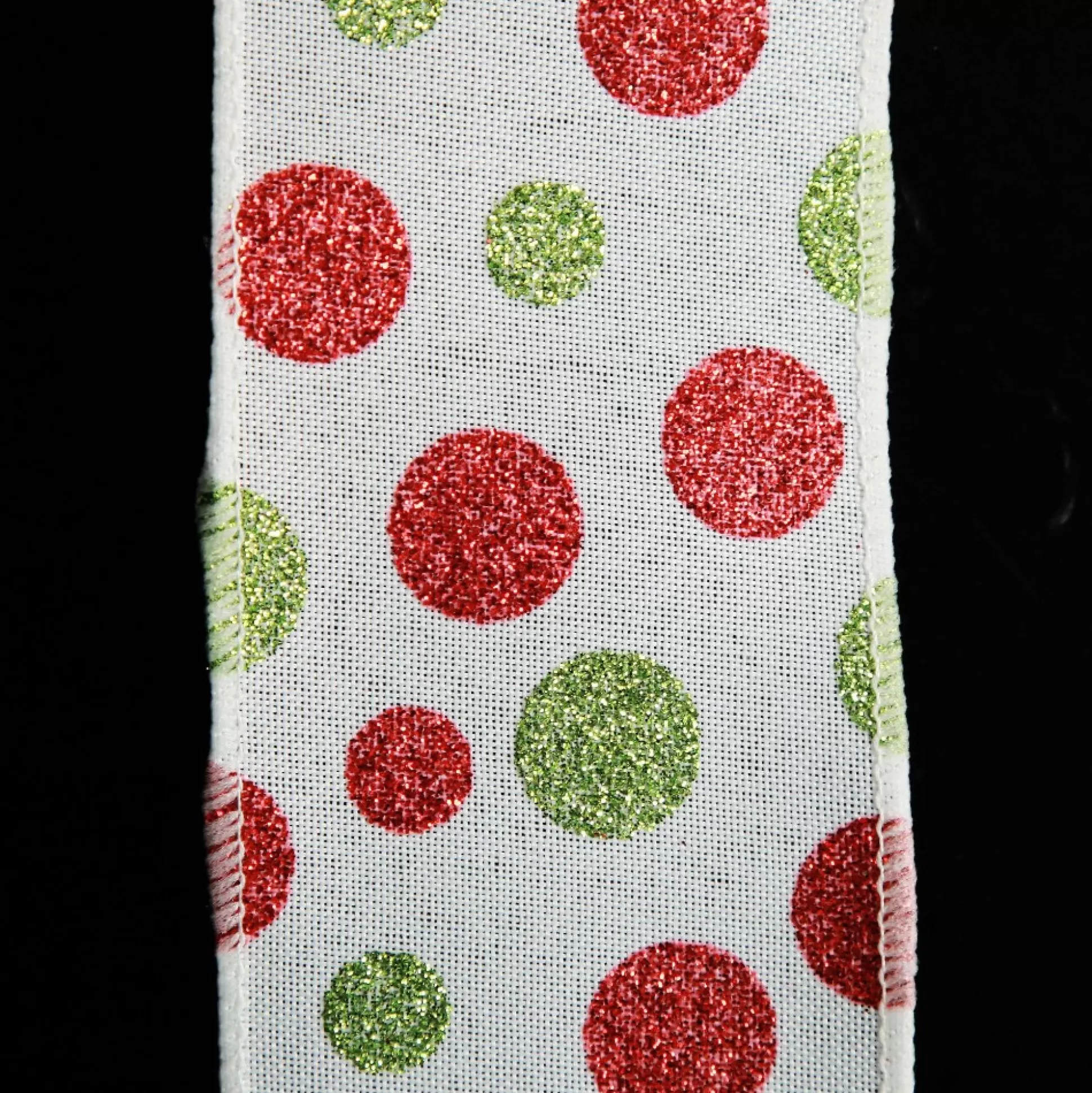 Red and Green Dots Wired Christmas Ribbon Ribbons |