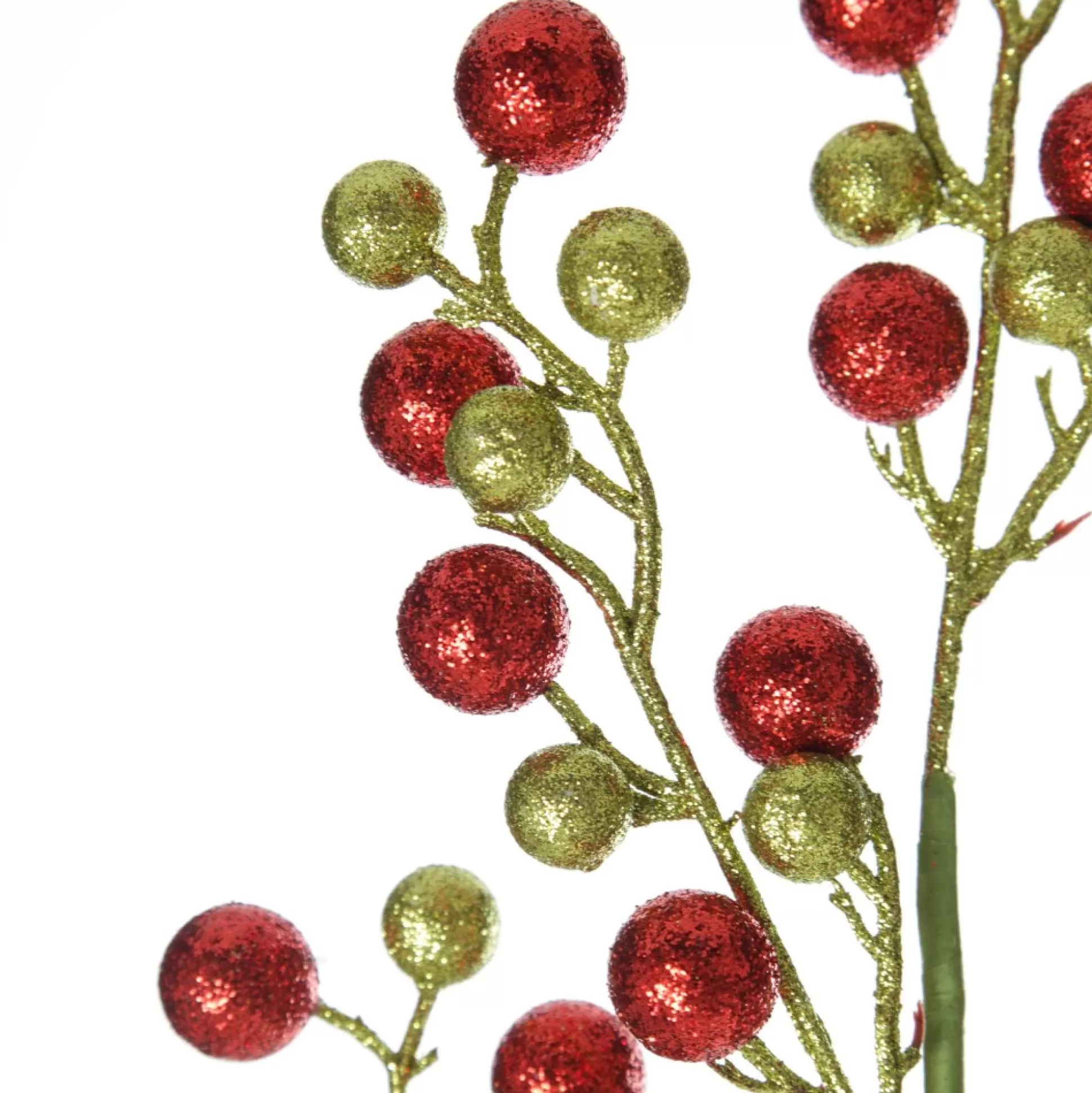 Red and Green Glitter Ball Christmas Pick Christmas Tree Picks |