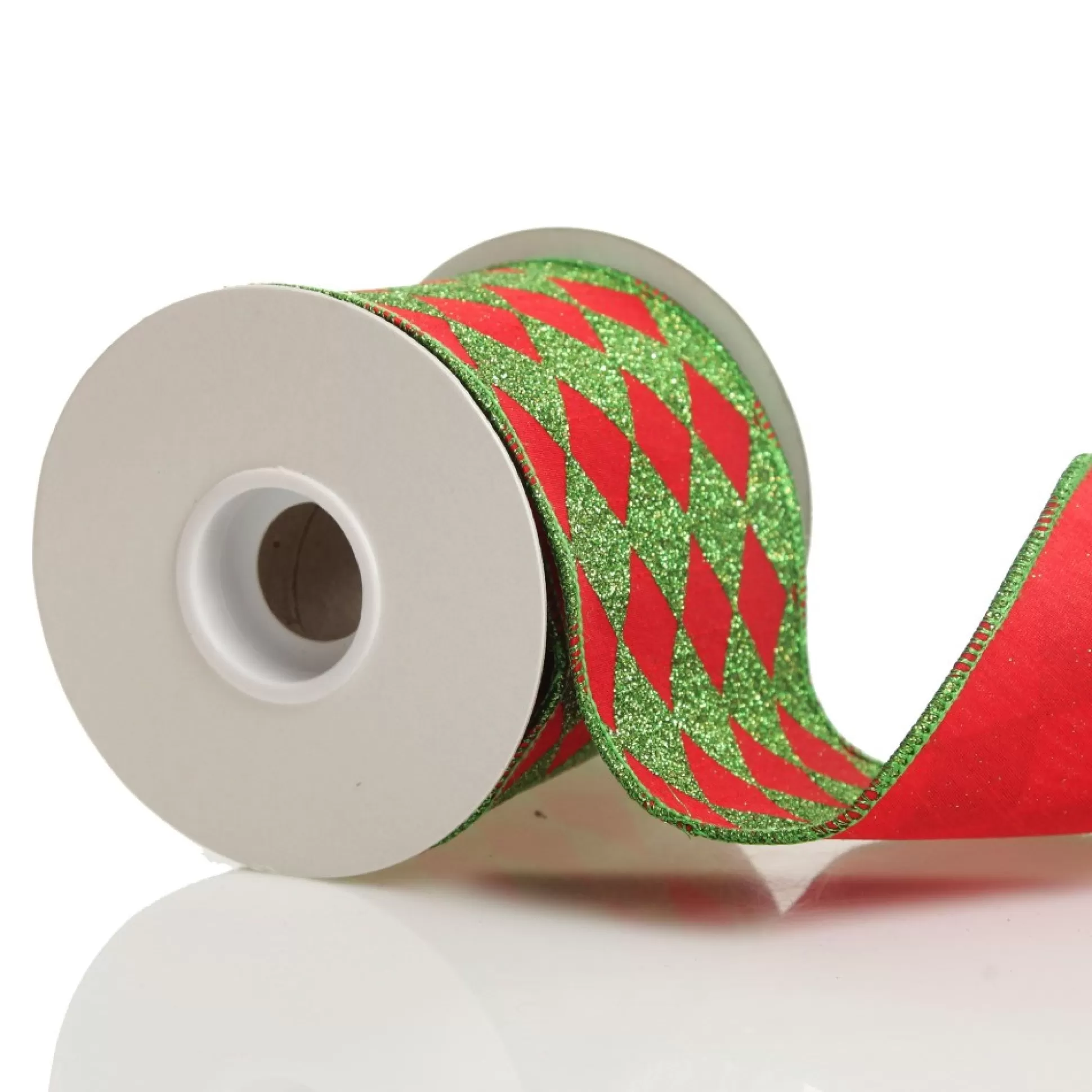 Red and Green Harlequin Pattern Christmas Ribbon Garland Tree Garlands |