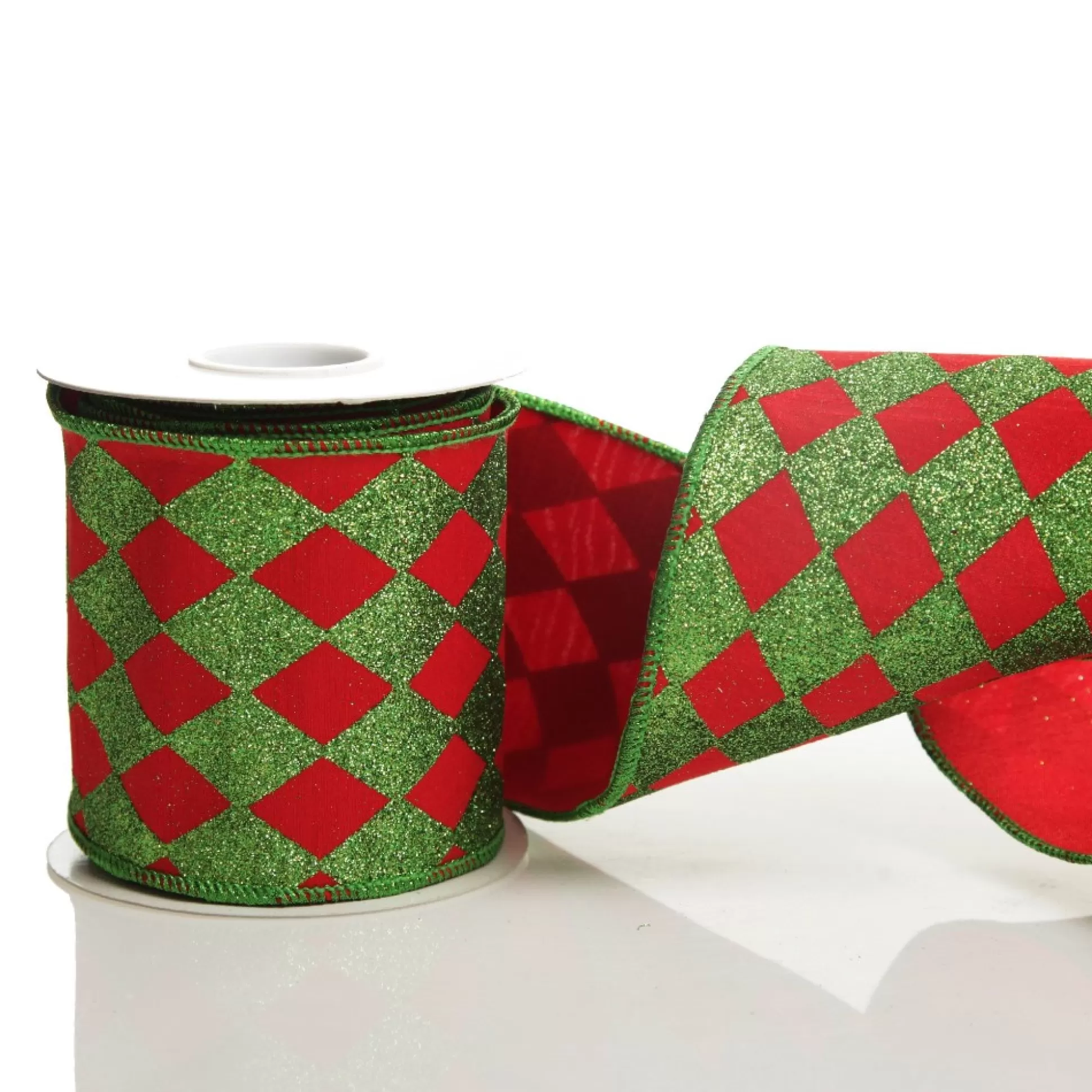 Red and Green Harlequin Pattern Christmas Ribbon Garland Tree Garlands |