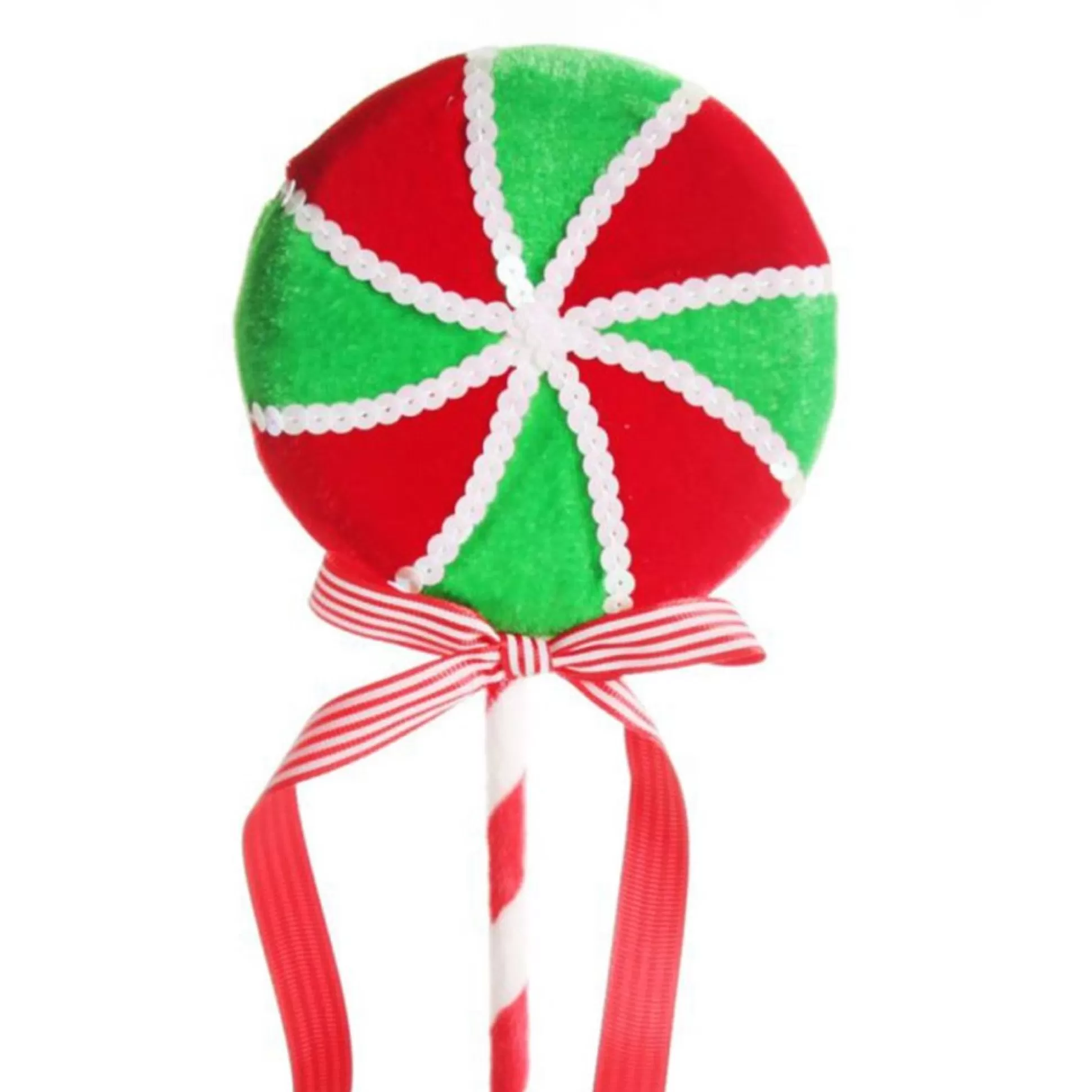 Red and Green Peppermint Candy Lollipop Pick Christmas Tree Picks |