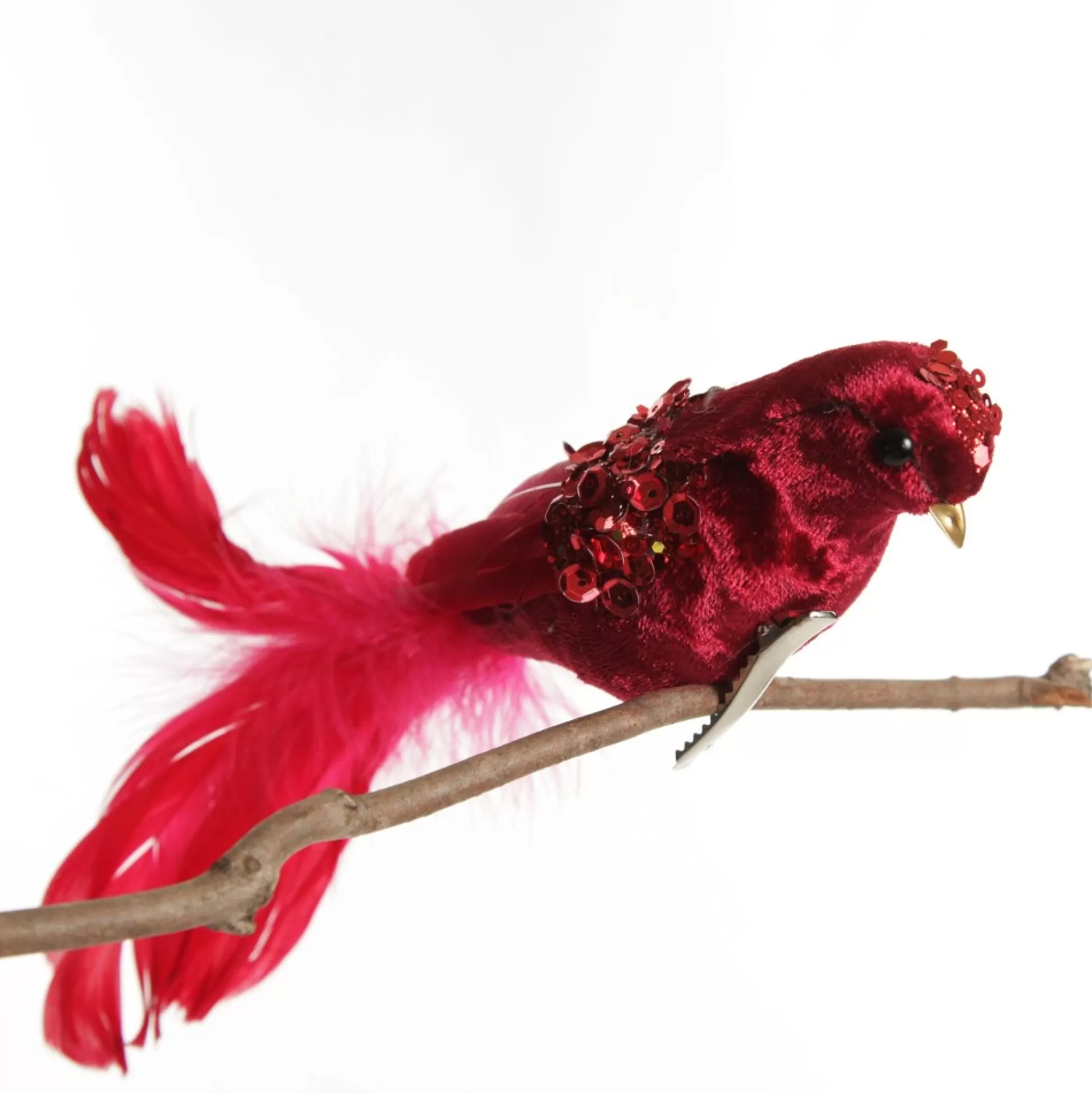 Red and Sequin Feather Bird Clip Butterflies And Birds |