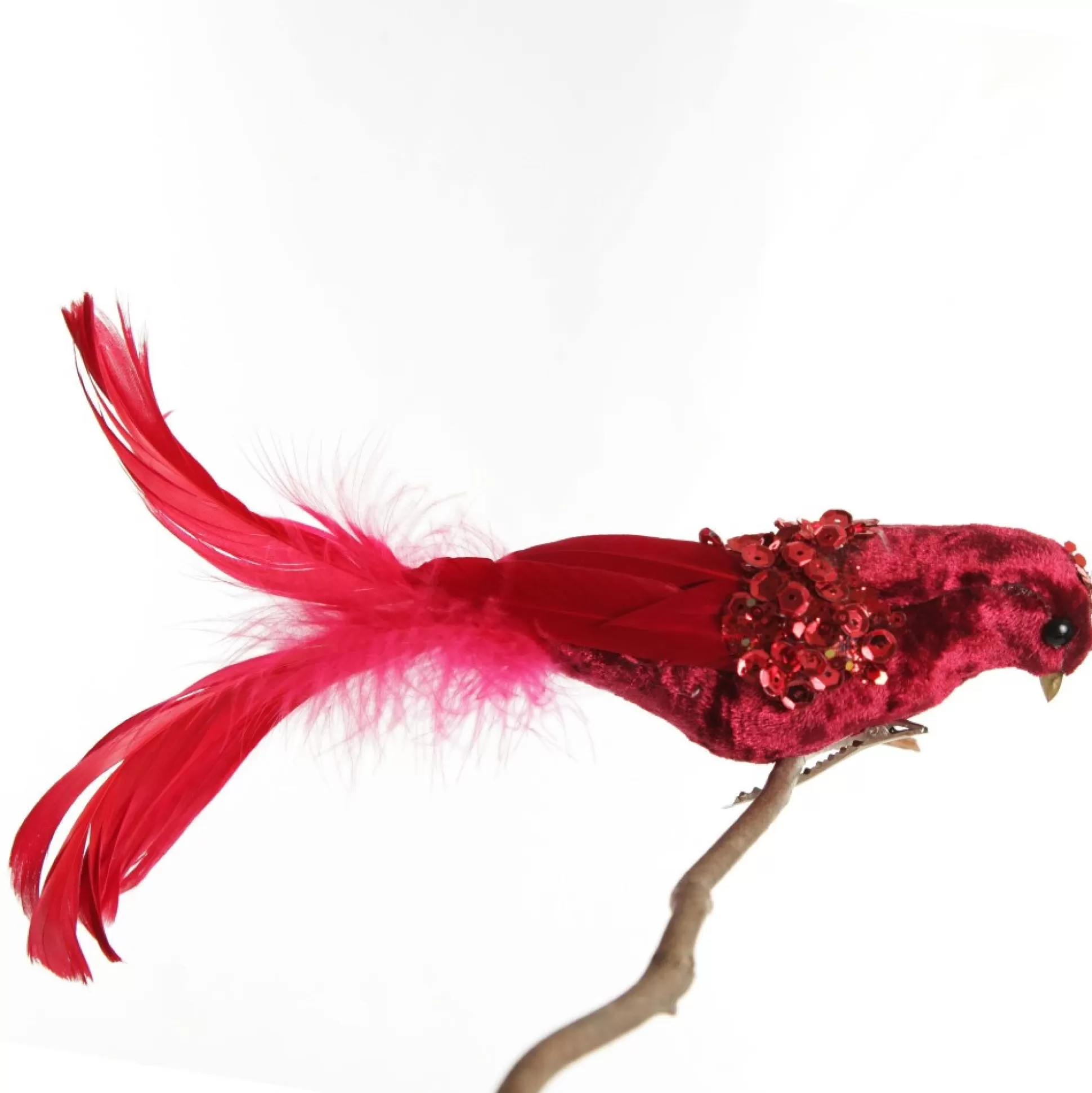 Red and Sequin Feather Bird Clip Butterflies And Birds |