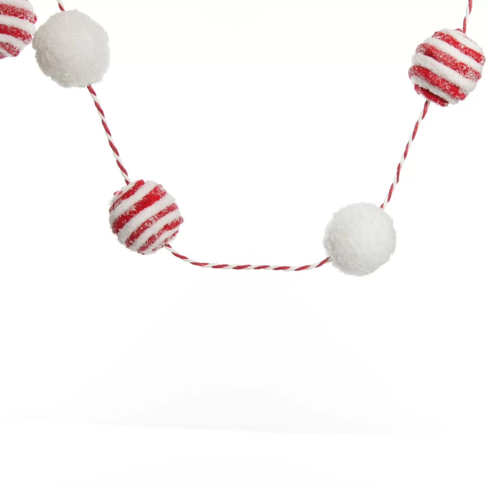 Red and White Candy Cane Stripe Ball Garland Tree Garlands |