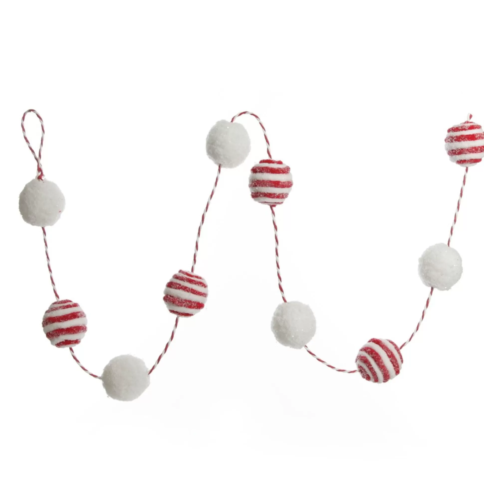 Red and White Candy Cane Stripe Ball Garland Tree Garlands |