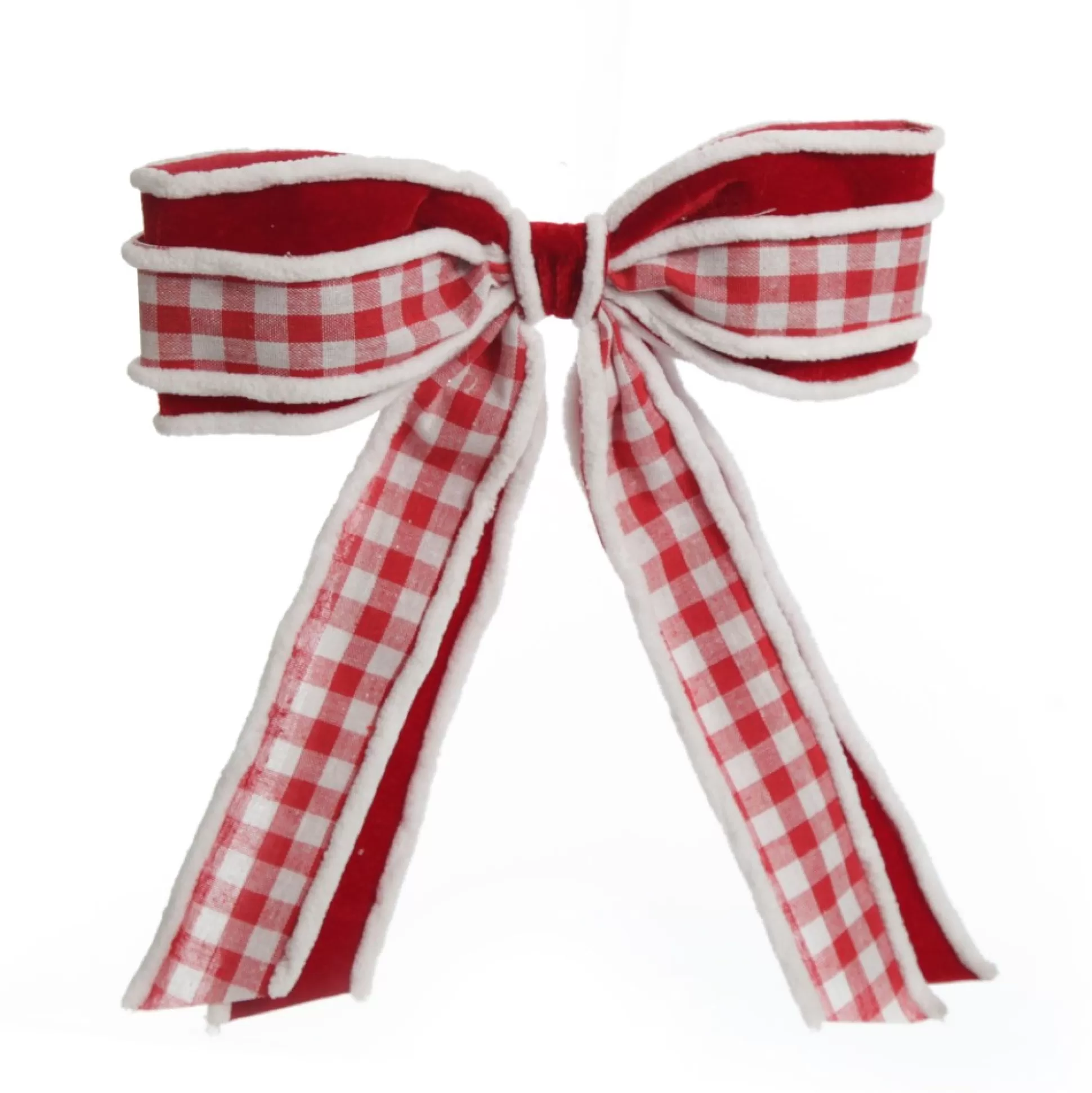 Red and White Check Christmas Bow with Fur Trim Christmas Bells And Bows |