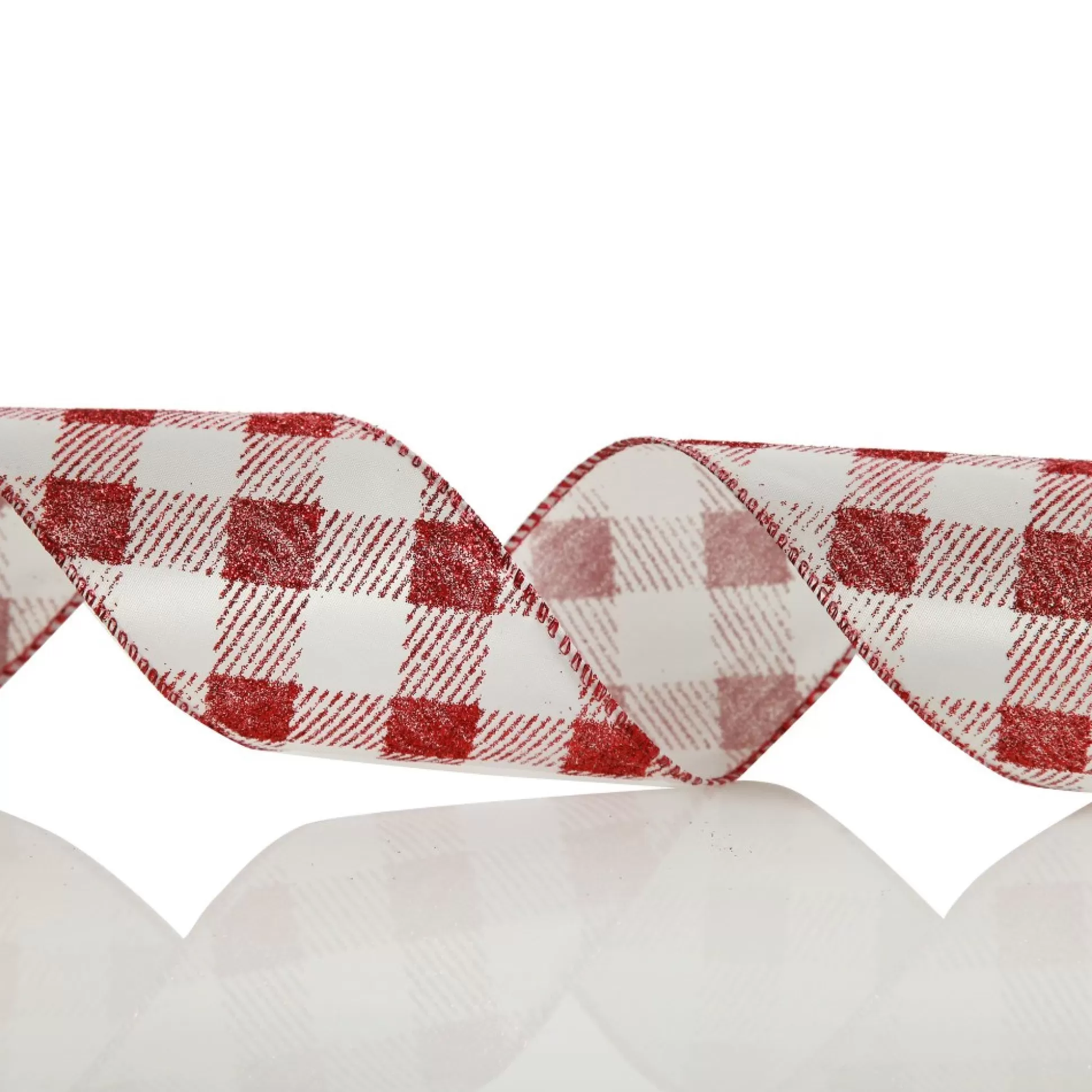 Red and White Gingham Pattern Wired Christmas Ribbon Ribbons |